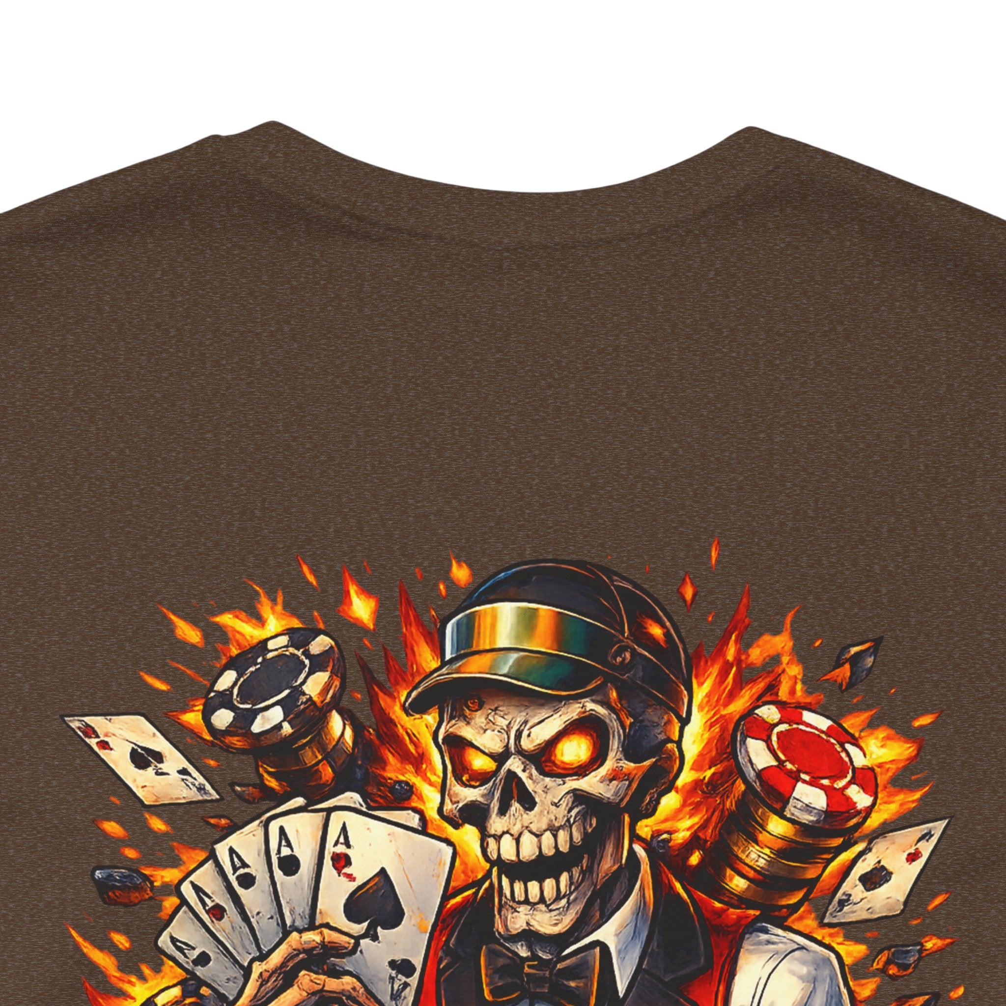 Poker Skull Tee — "The House Is Afraid" Graphic Playing Cards Shirt