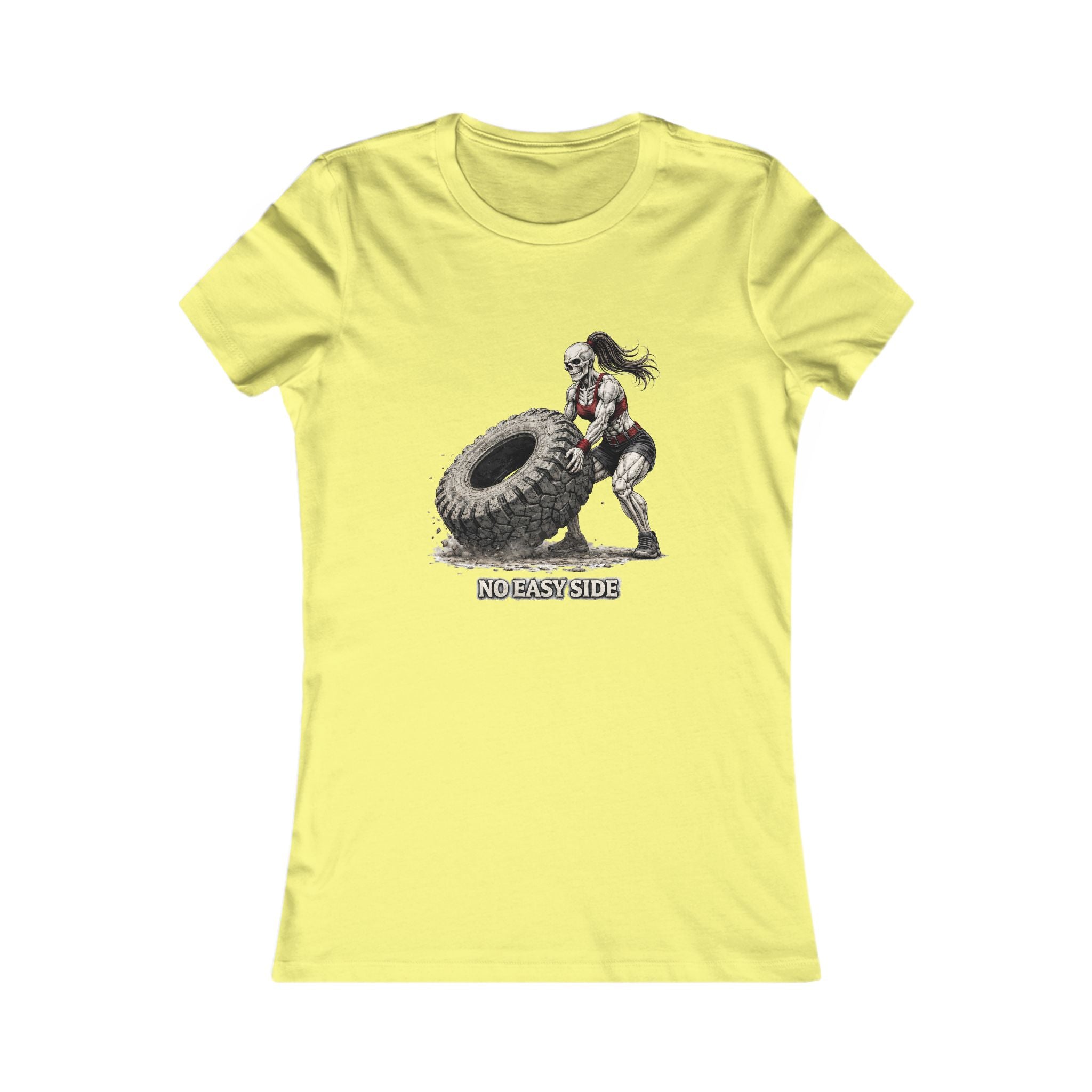Women's Fitness Tee — "No Easy Side" Tire Flip Workout Shirt