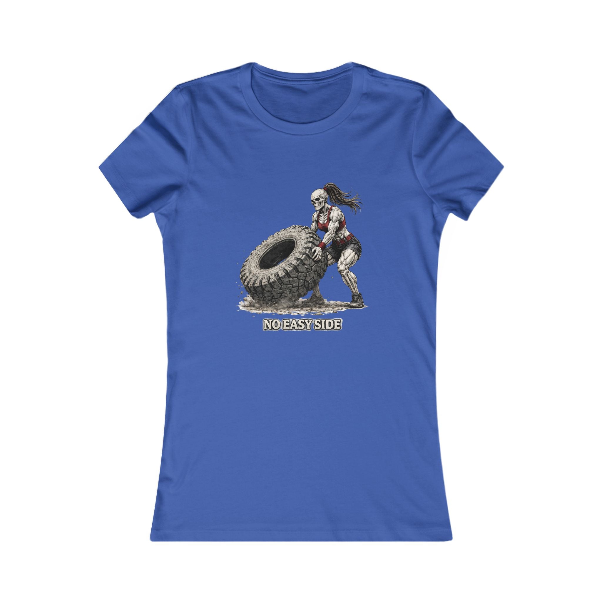 Women's Fitness Tee — "No Easy Side" Tire Flip Workout Shirt