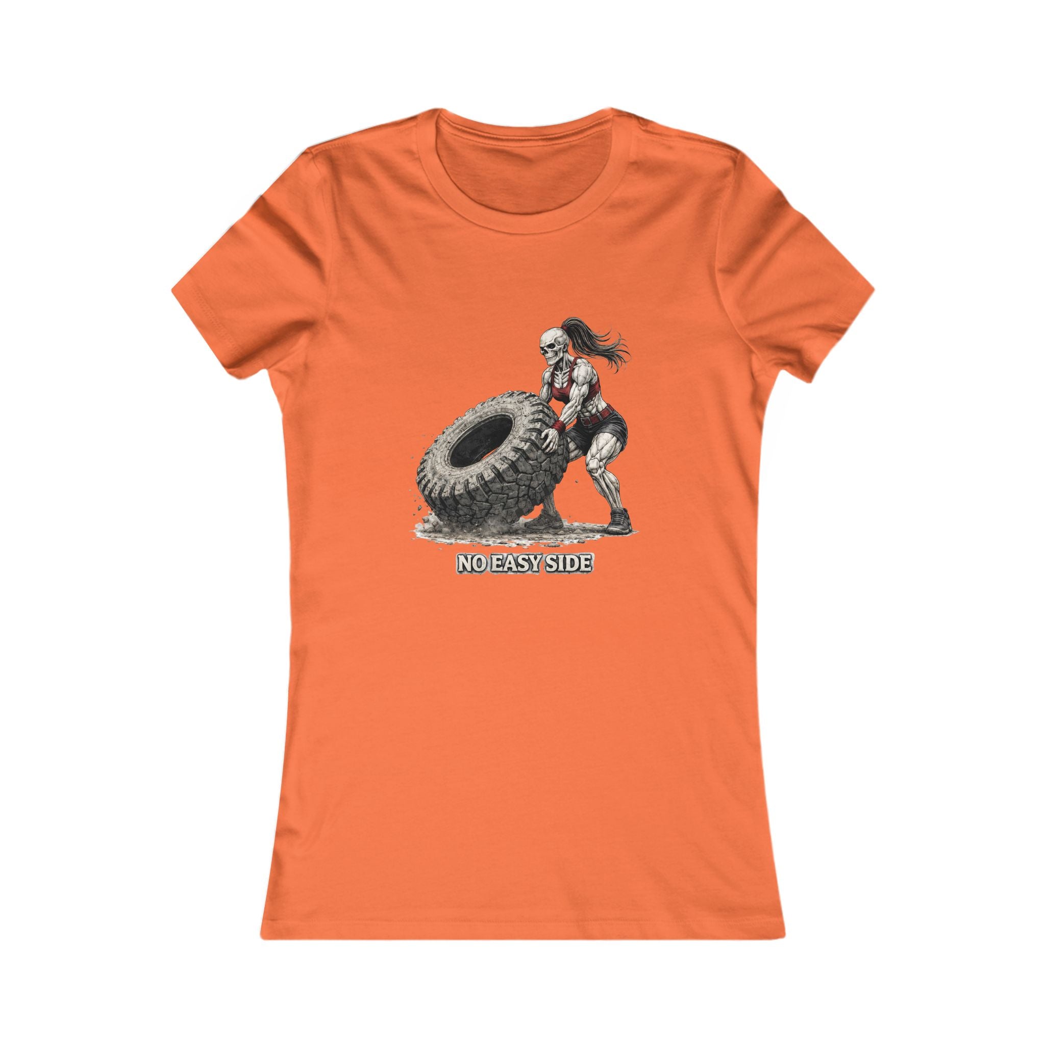 Women's Fitness Tee — "No Easy Side" Tire Flip Workout Shirt