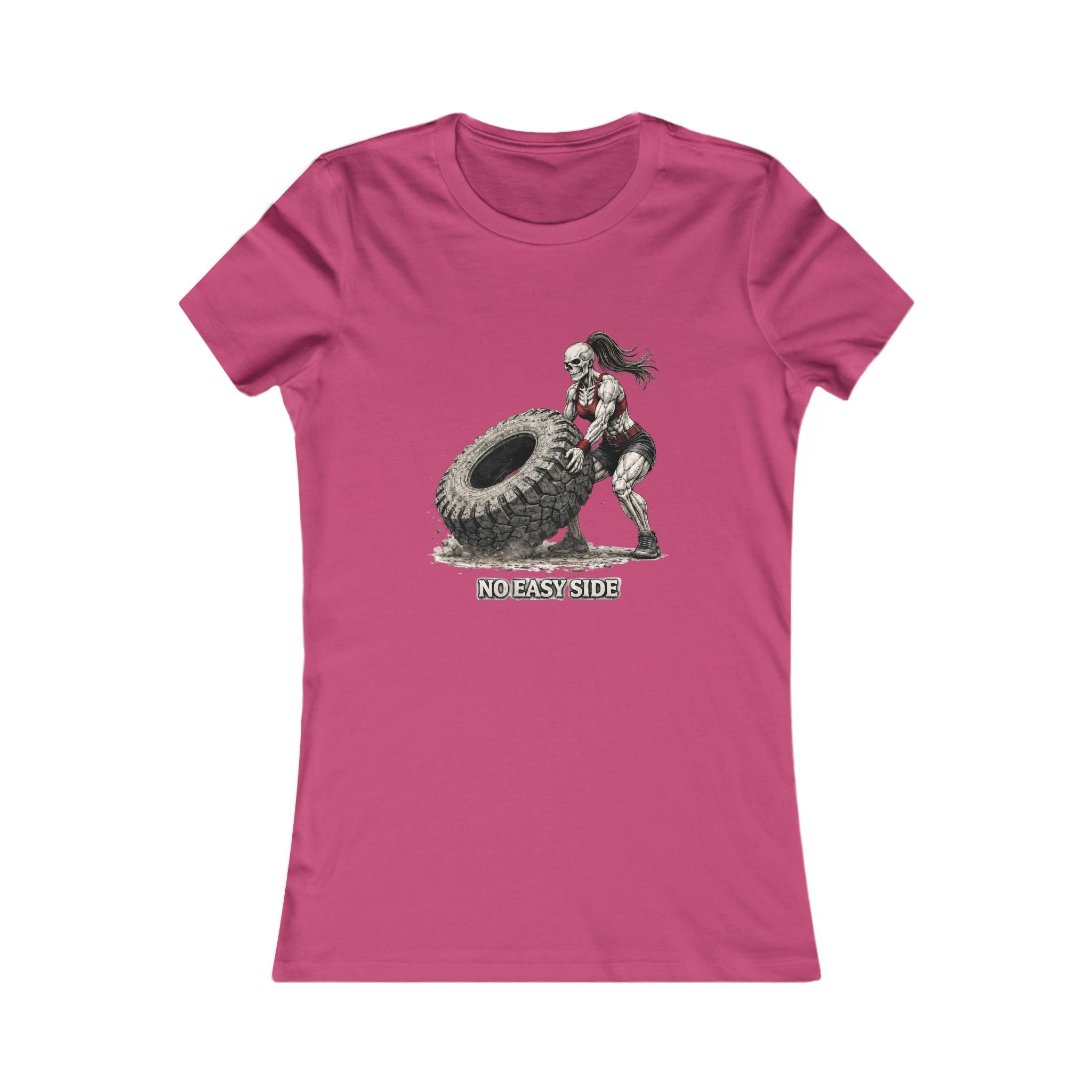 Women's Fitness Tee — "No Easy Side" Tire Flip Workout Shirt