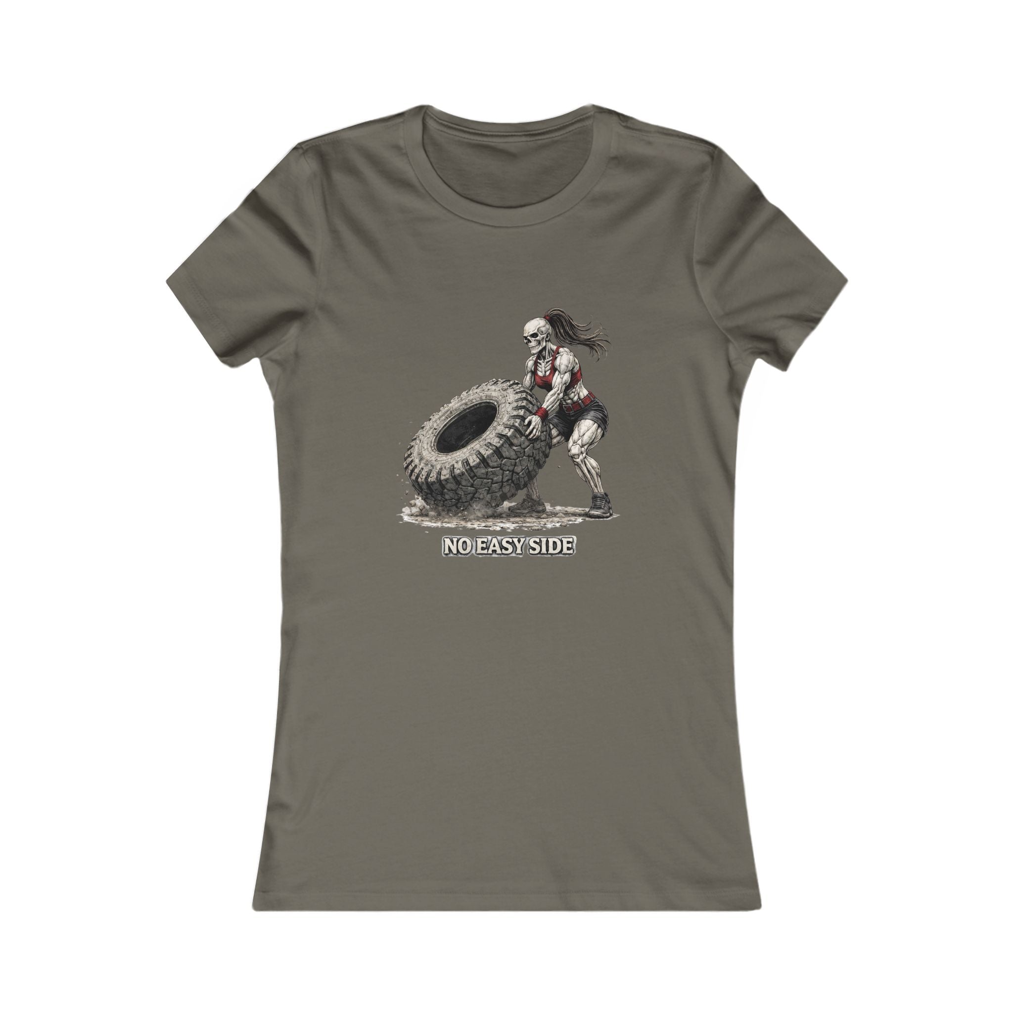 Women's Fitness Tee — "No Easy Side" Tire Flip Workout Shirt