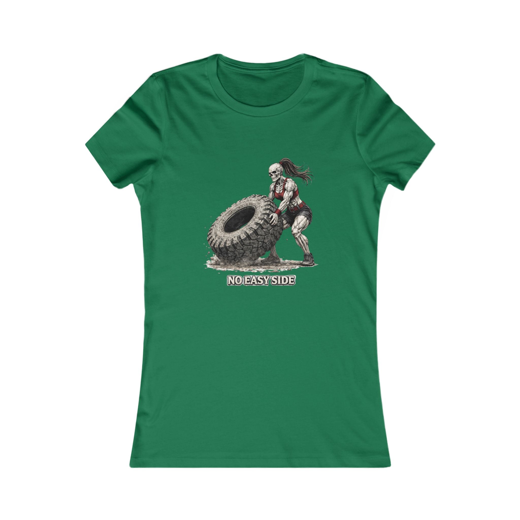 Women's Fitness Tee — "No Easy Side" Tire Flip Workout Shirt