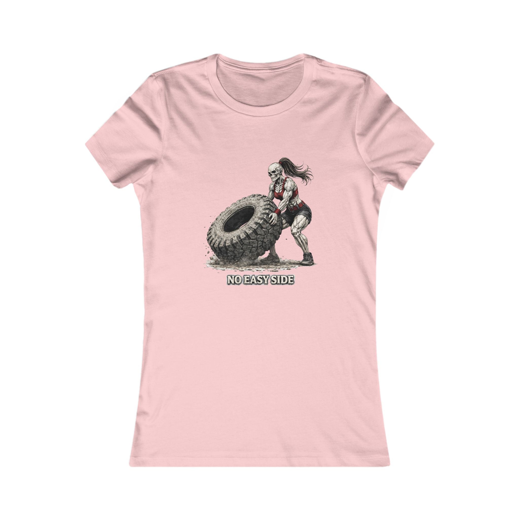 Women's Fitness Tee — "No Easy Side" Tire Flip Workout Shirt