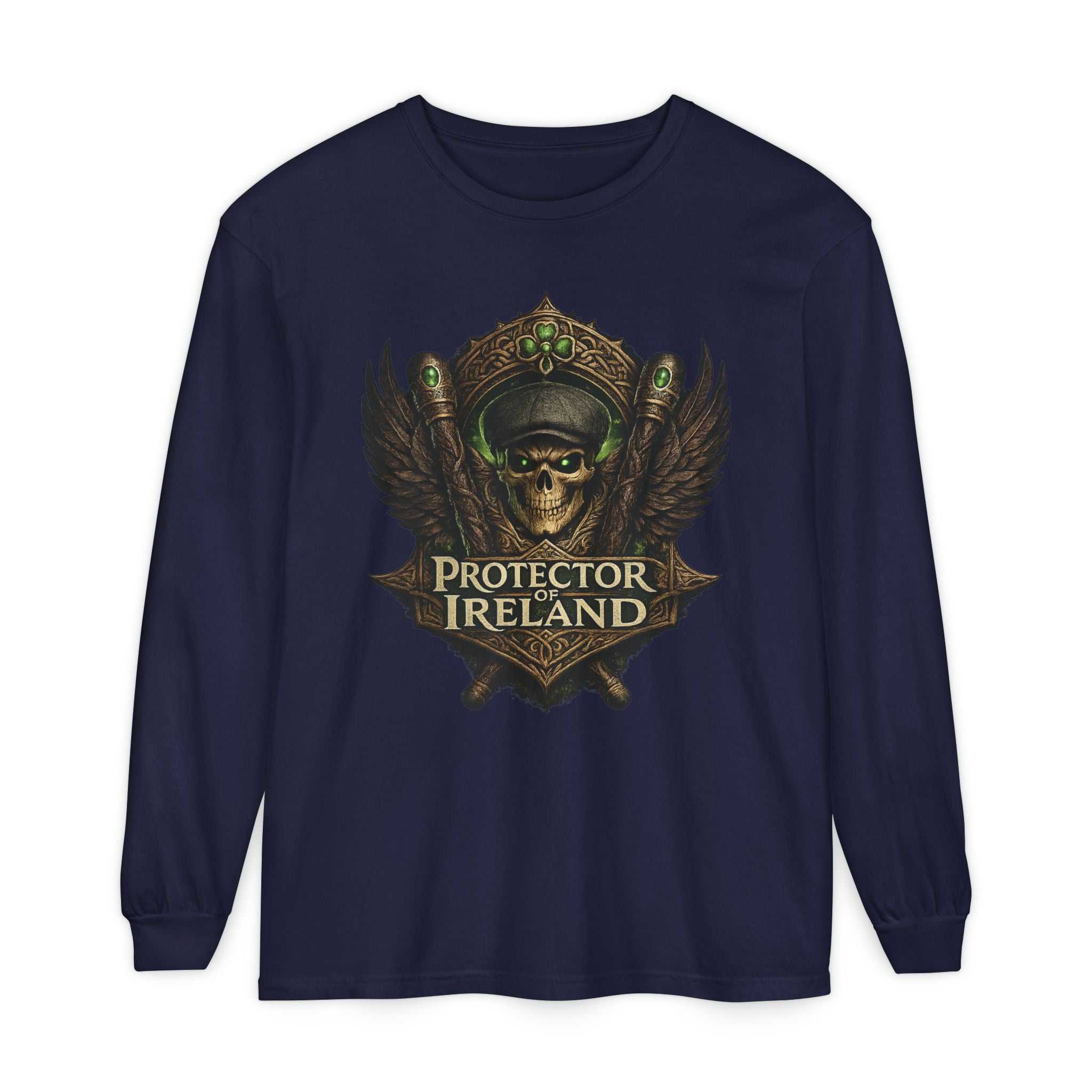 Protector of Ireland Long Sleeve Tee — Skull Crest Irish Pride