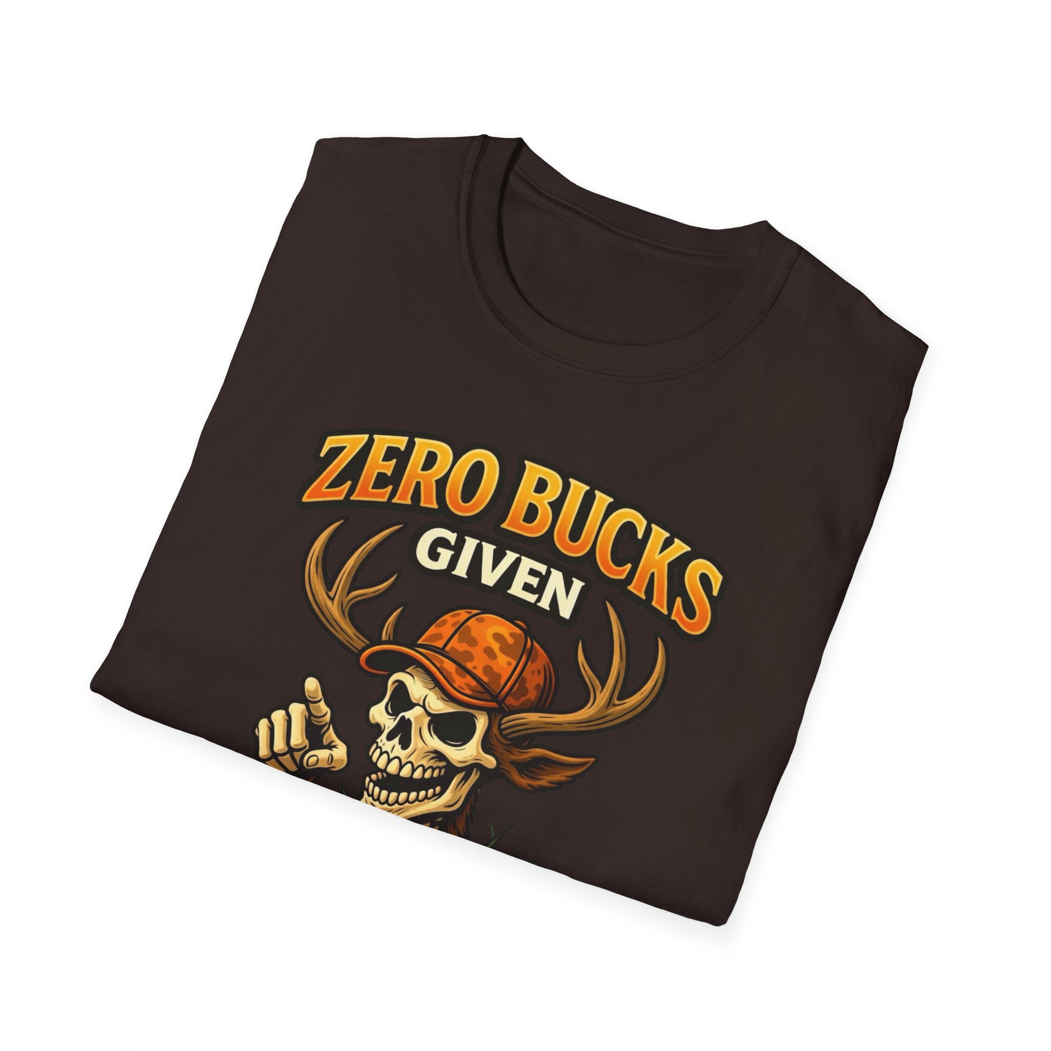 Zero Bucks Given Deer Skull T-Shirt — Funny Hunting Skull Tee