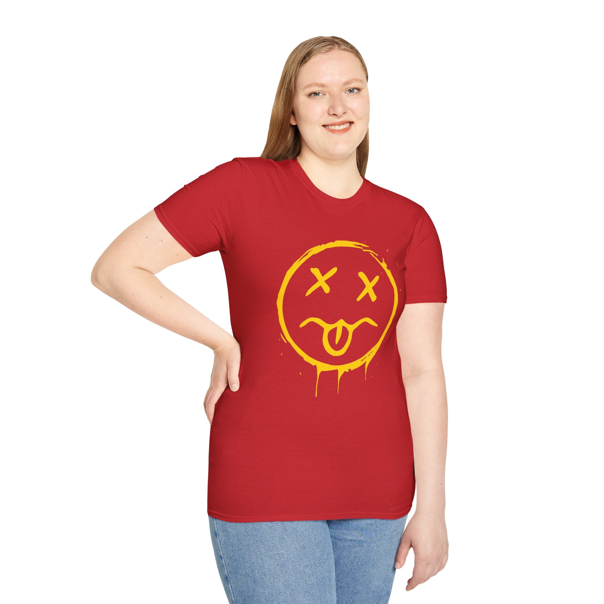 Smiley Face T-Shirt — Yellow Drip Graffiti Emoji Tee