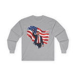Patriotic Flag Long Sleeve Tee — American Flag Silhouette Design