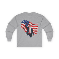 Patriotic Flag Long Sleeve Tee — American Flag Silhouette Design