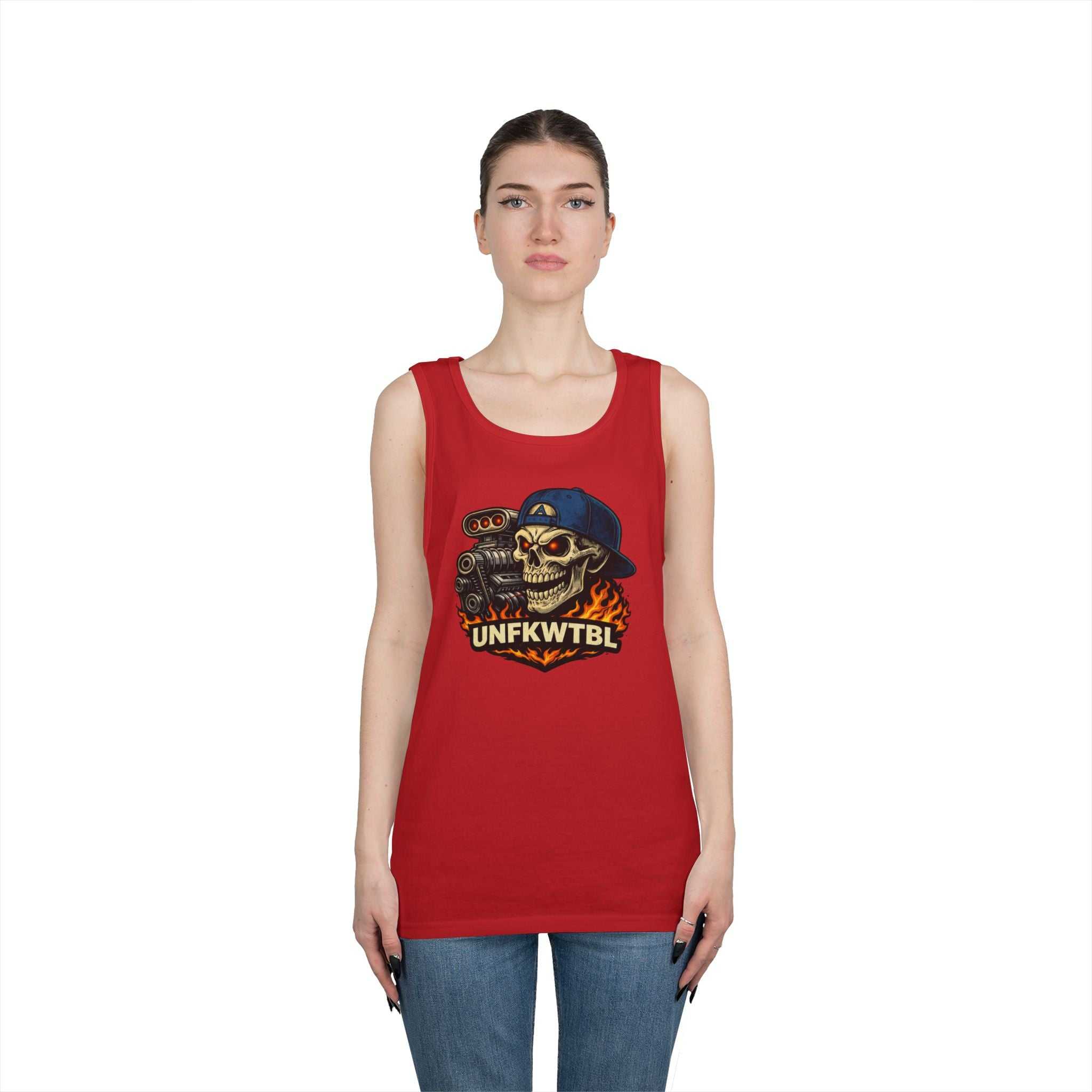 Skull Mechanic Tank Top — 'UNFKWTBL' Vintage Hot Rod Graphic