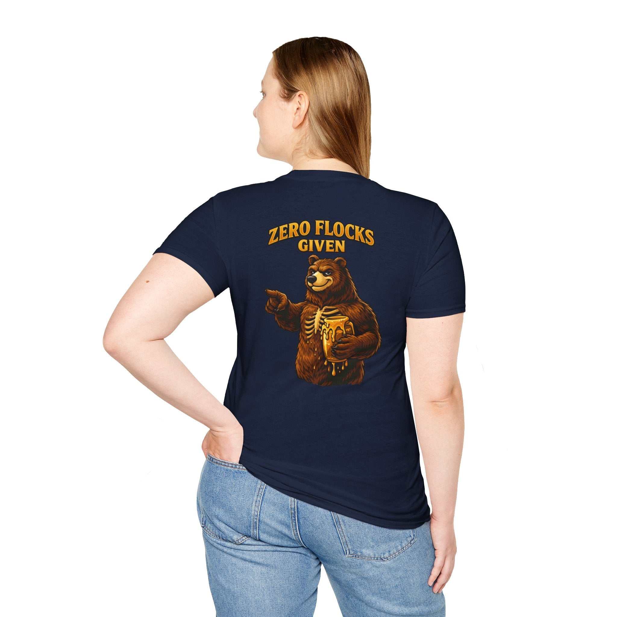 Zero Flocks Given Bear T-shirt with bold bear graphic and outdoor adventure theme