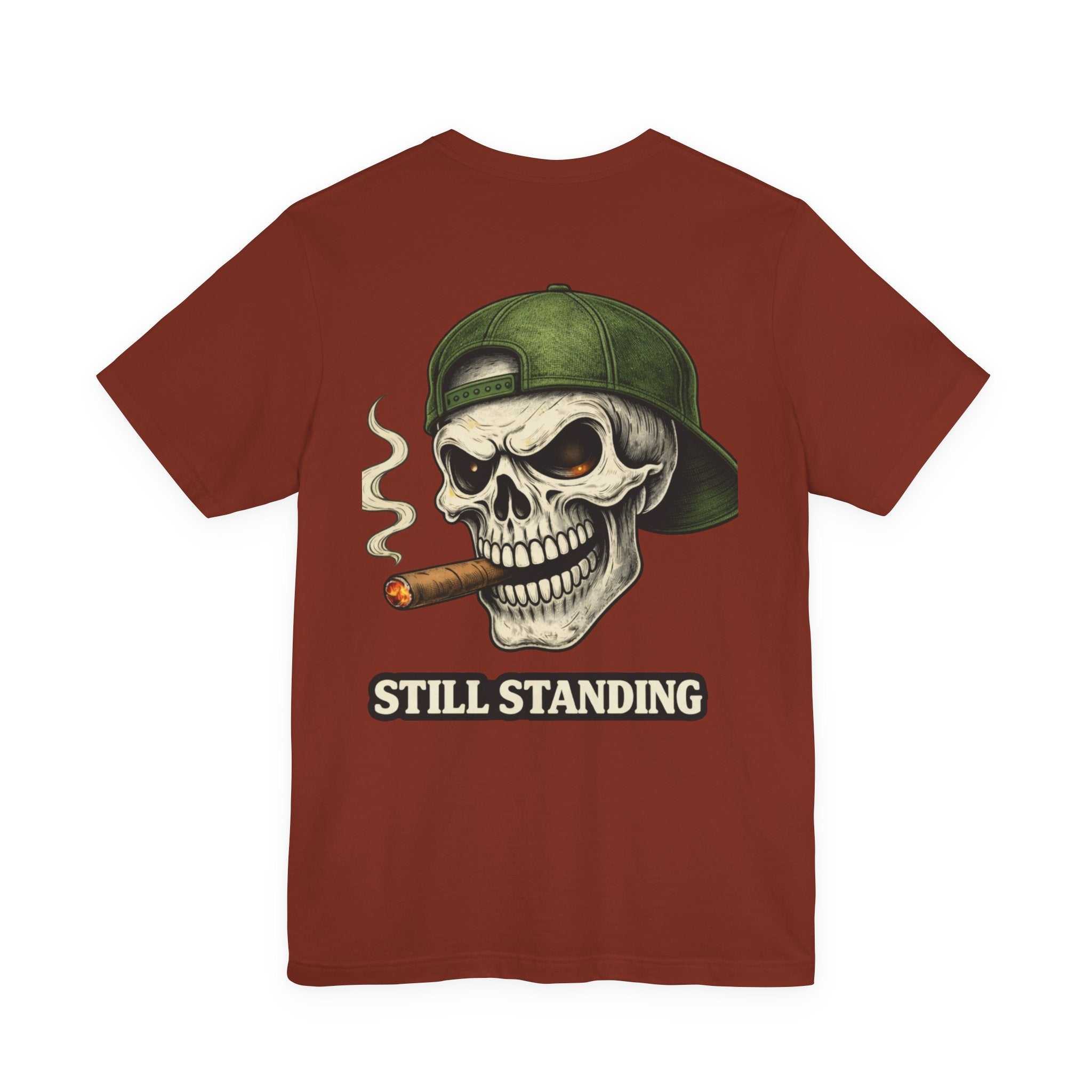 Still Standing Skull Tee — Vintage Military Skull Smoking Cigar T-Shirt