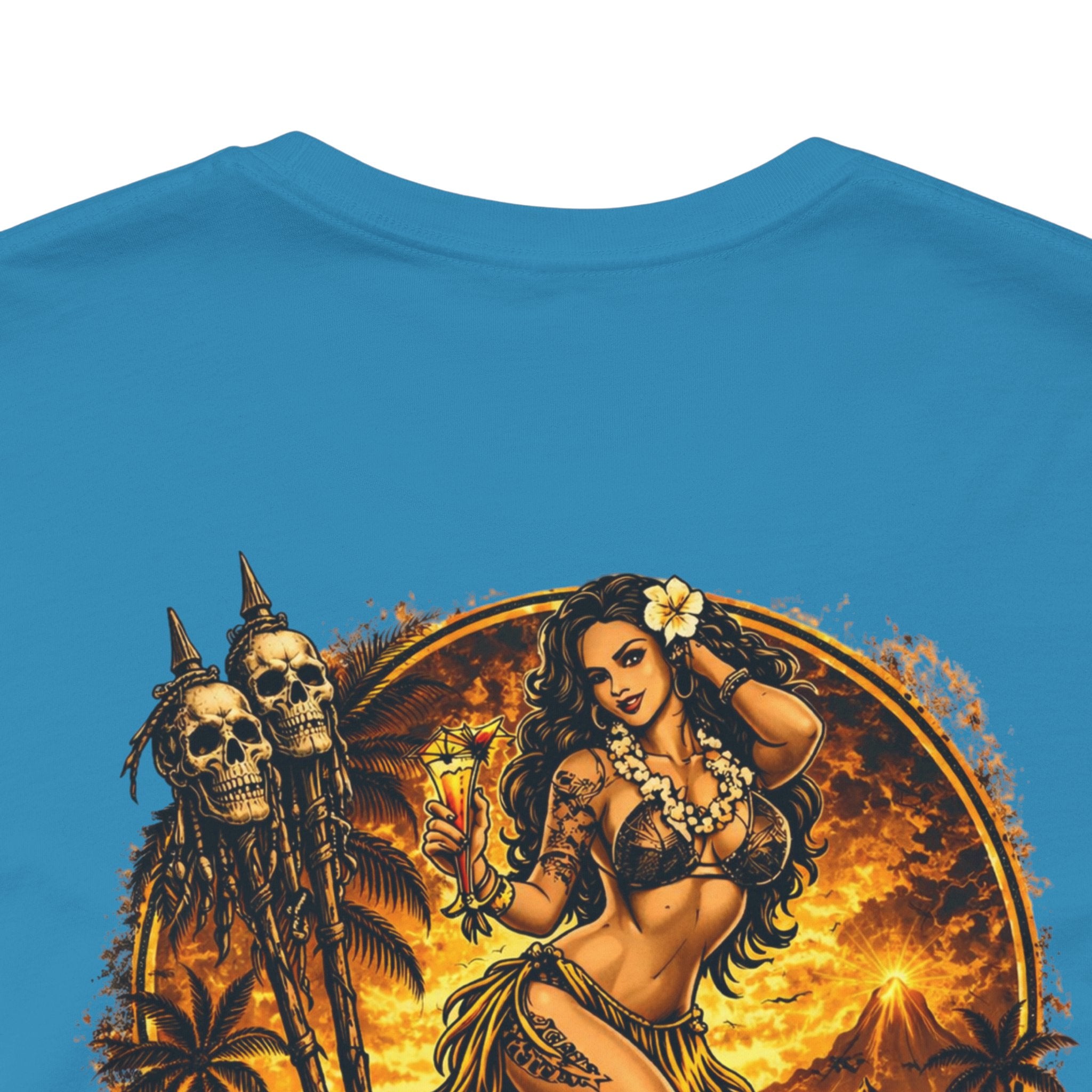 Paradise Has a Price T‑Shirt — Tropical Pinup Sunset Graphic Tee