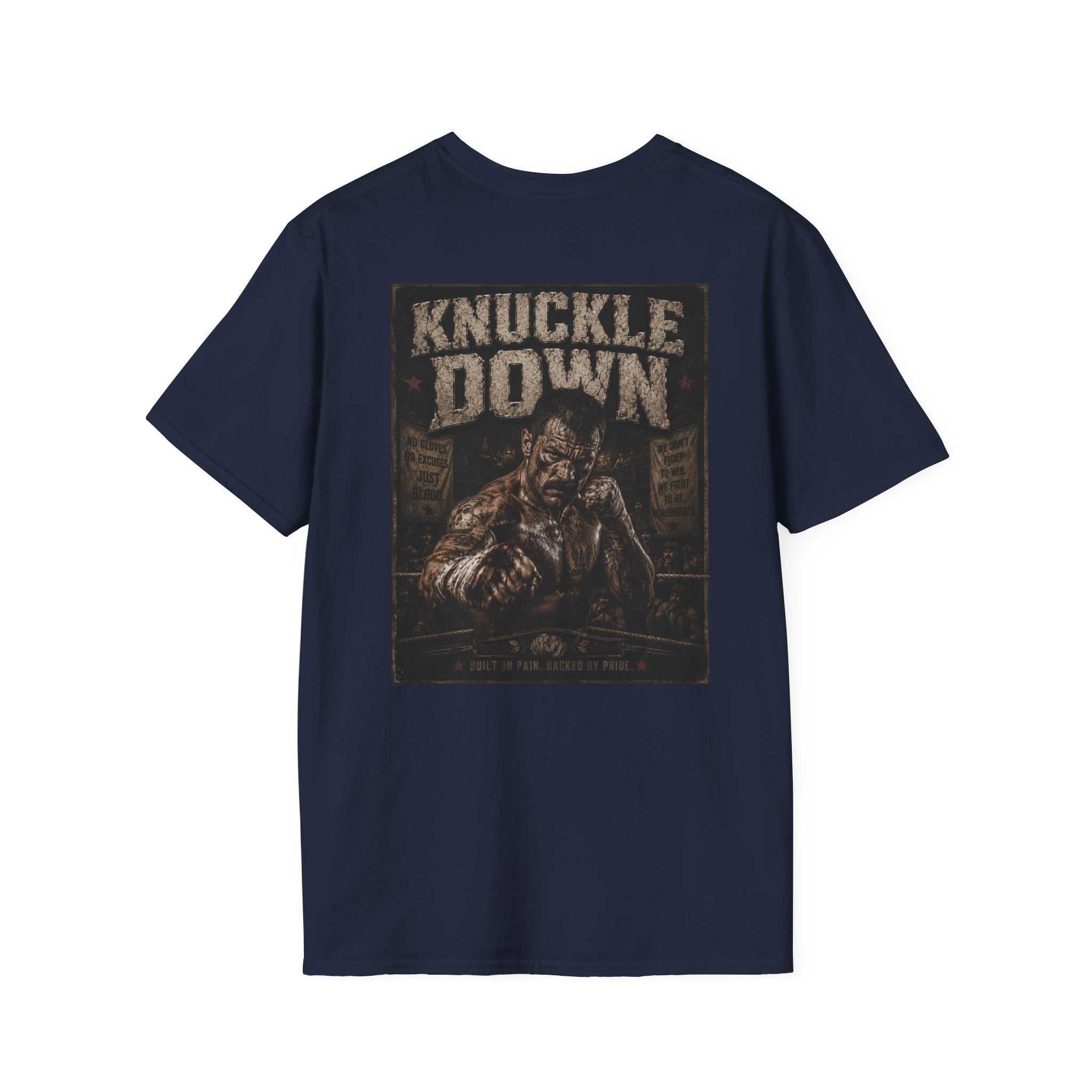 Knuckle Down Tee — Retro Block Letter Graphic T-Shirt