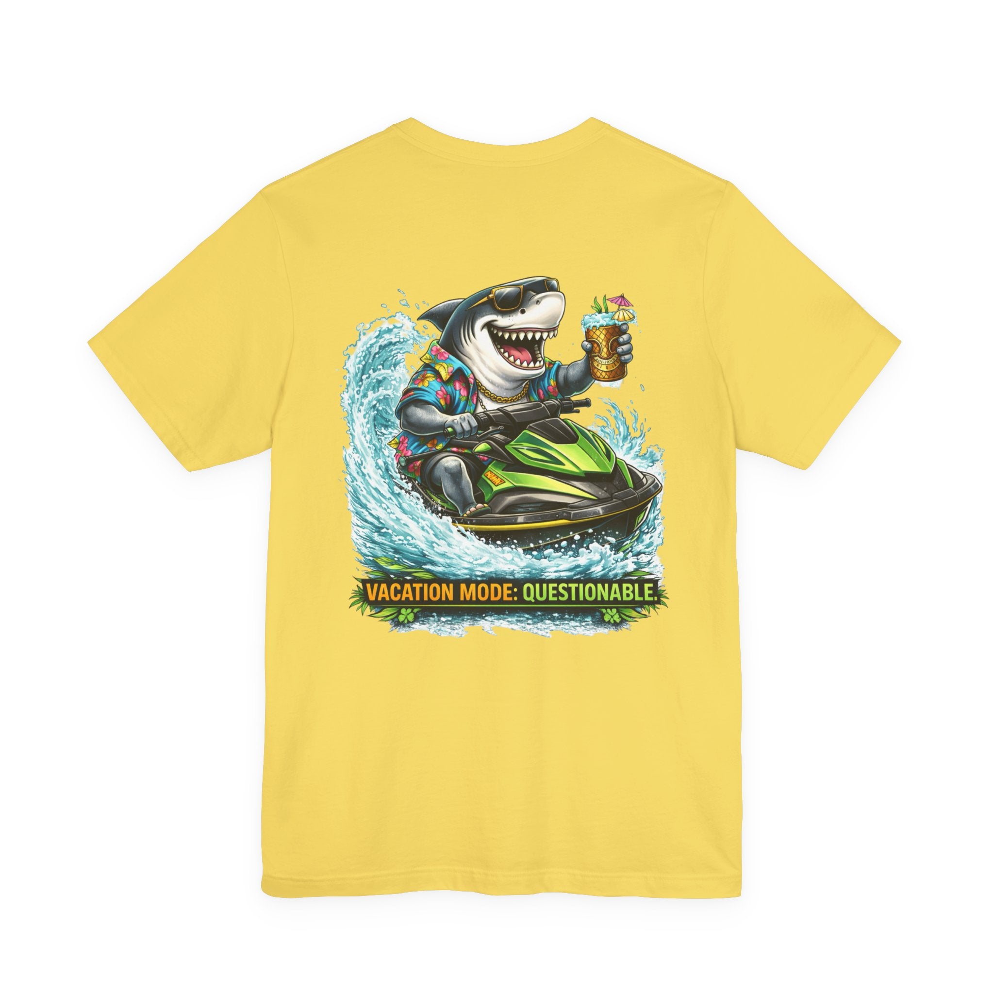Shark Jet Ski Tee — "Vacation Mode: Questionable" Graphic T-Shirt