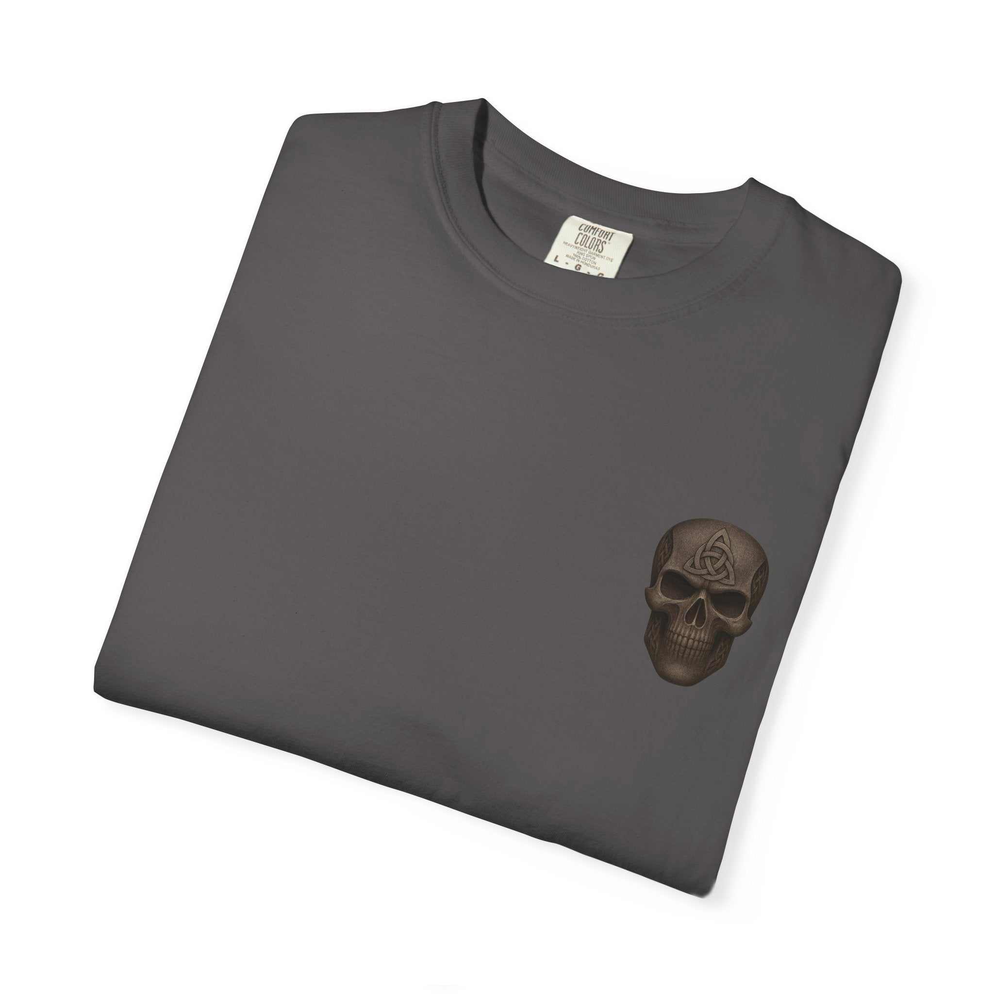 Blackbeard Pirate Lord graphic charcoal garment-dyed unisex t-shirt with skull design
