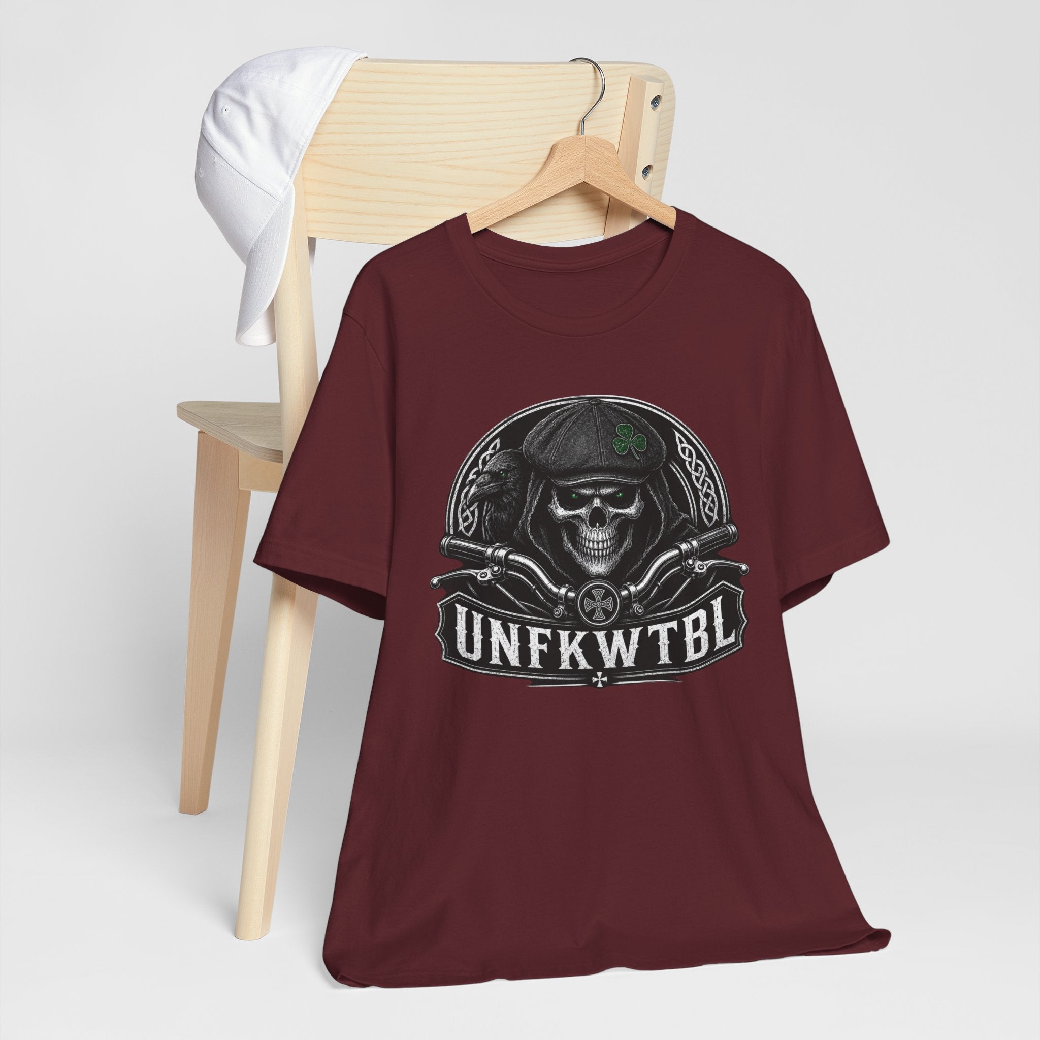 Skull Biker Tee — "UNFKWTBL" Vintage Motorcycle Graphic T-Shirt