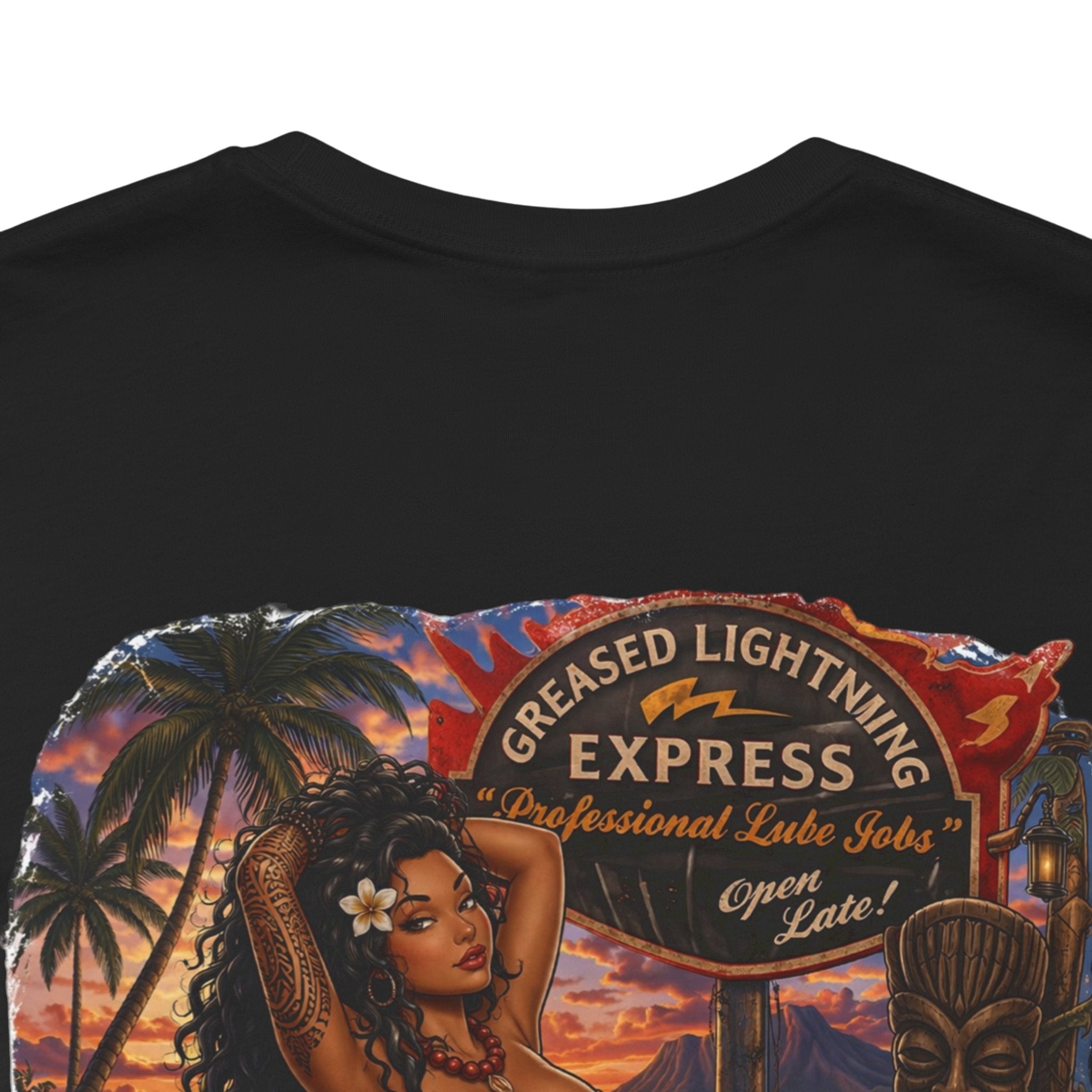 Motorcycle Pin-Up Tee — Sunset Riders Graphic T-Shirt
