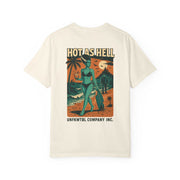 Bride of Frankenstein graphic T-shirt with Beach Monster Hottie design in cream color