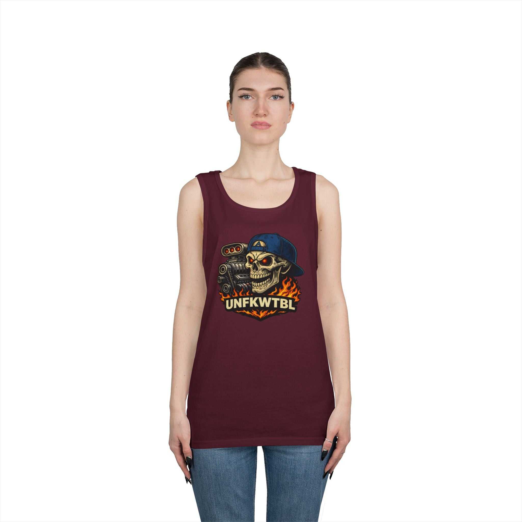 Skull Mechanic Tank Top — 'UNFKWTBL' Vintage Hot Rod Graphic