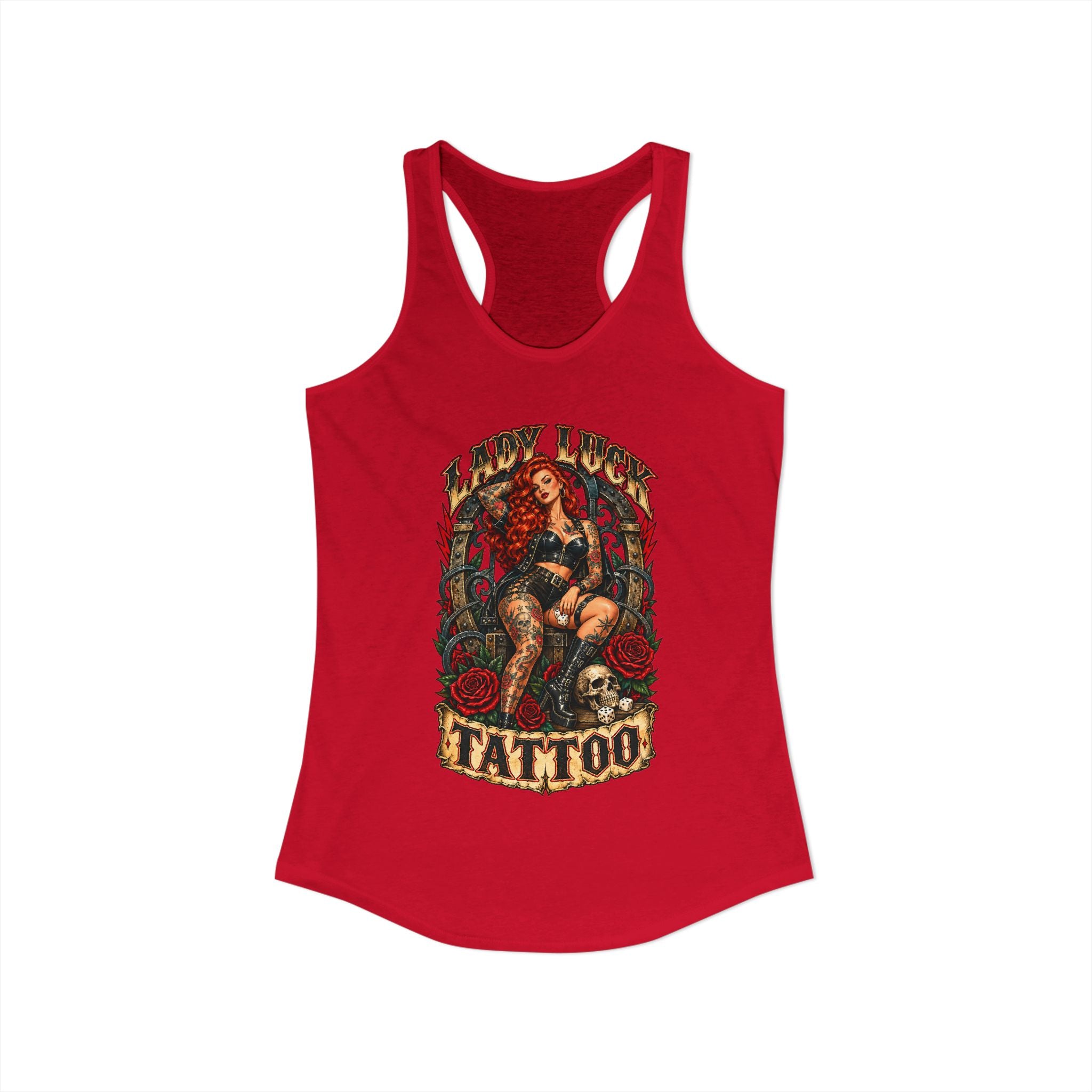 Lady Luck Tattoo Rebel Pinup Women’s Racerback Tank