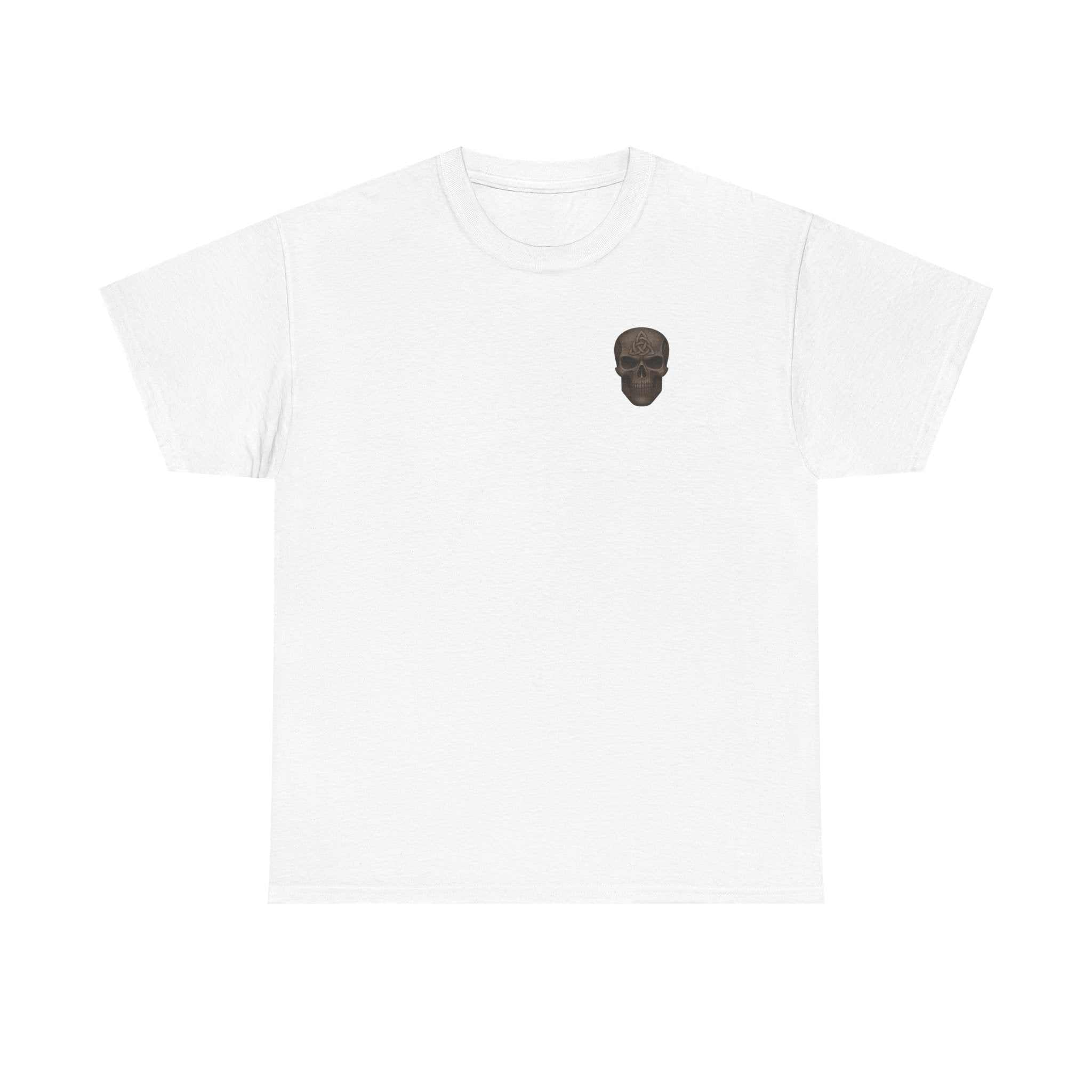 UNFKWTBL JOKER white t-shirt with small dark skull graphic on chest, casual edgy style tee
