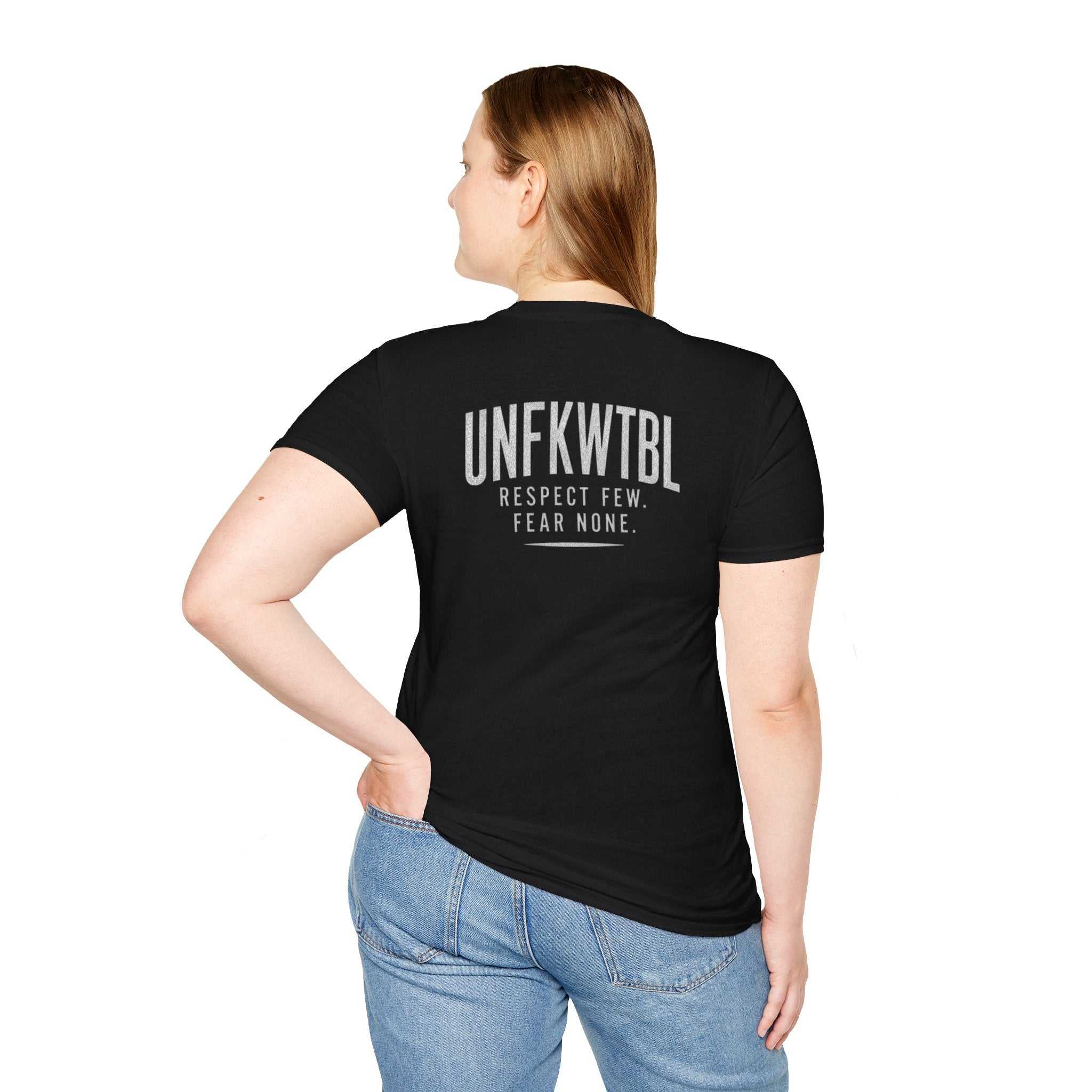 UNFKWTBL graphic tee with bold arched lettering on soft lightweight cotton shirt