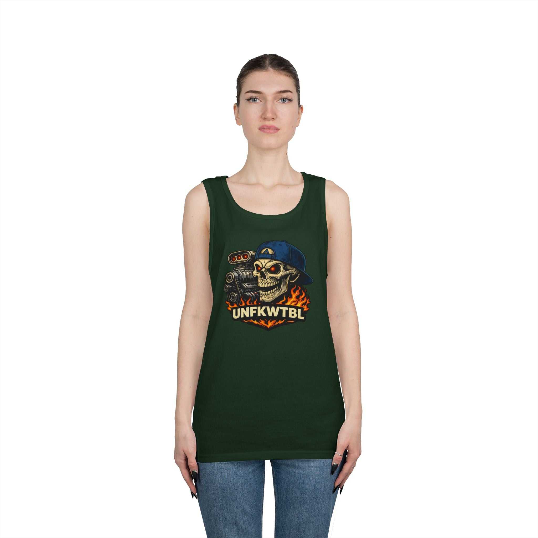 Skull Mechanic Tank Top — 'UNFKWTBL' Vintage Hot Rod Graphic