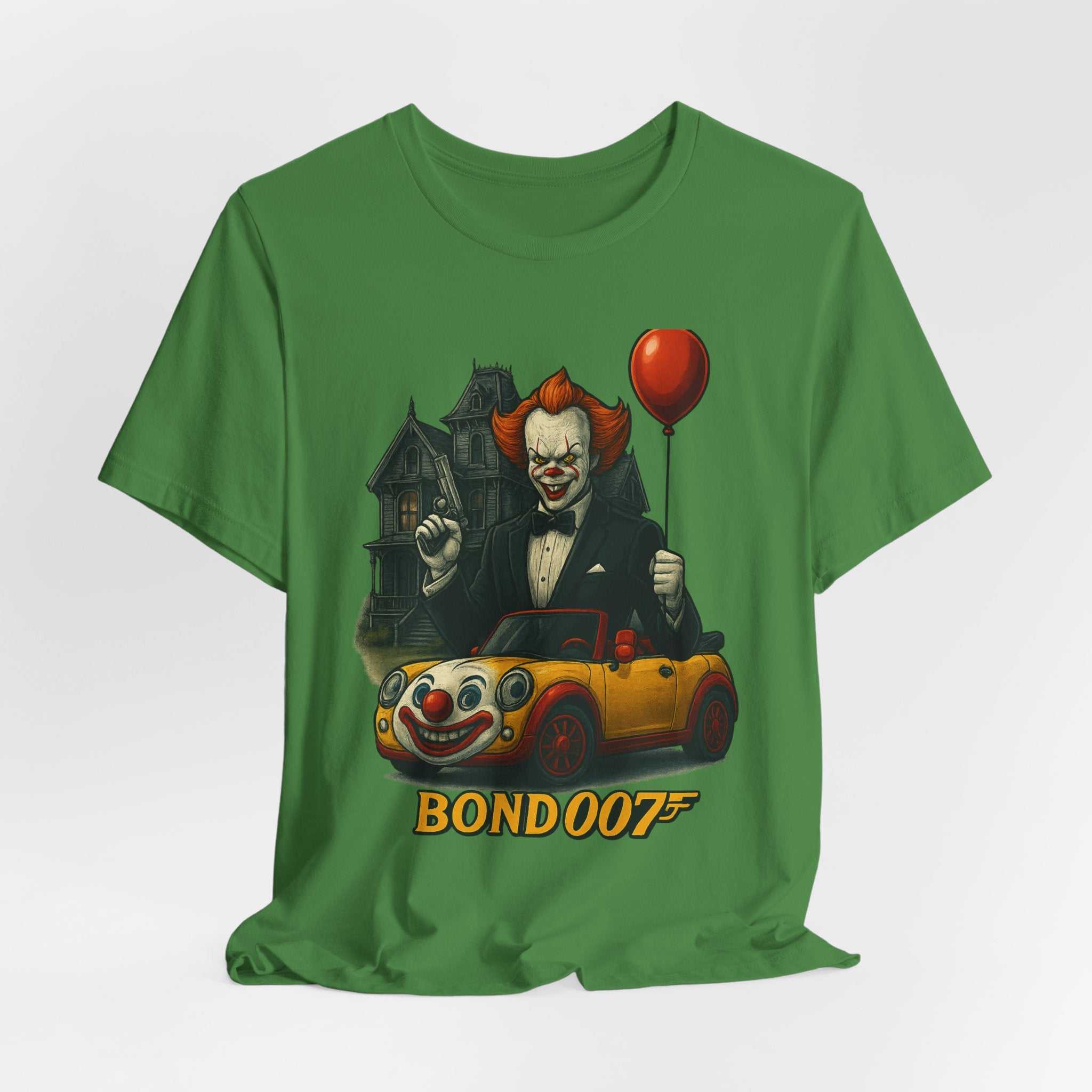 Clown Spy Thriller Tee — "Bond 007" Horror Car Balloon Graphic T-Shirt