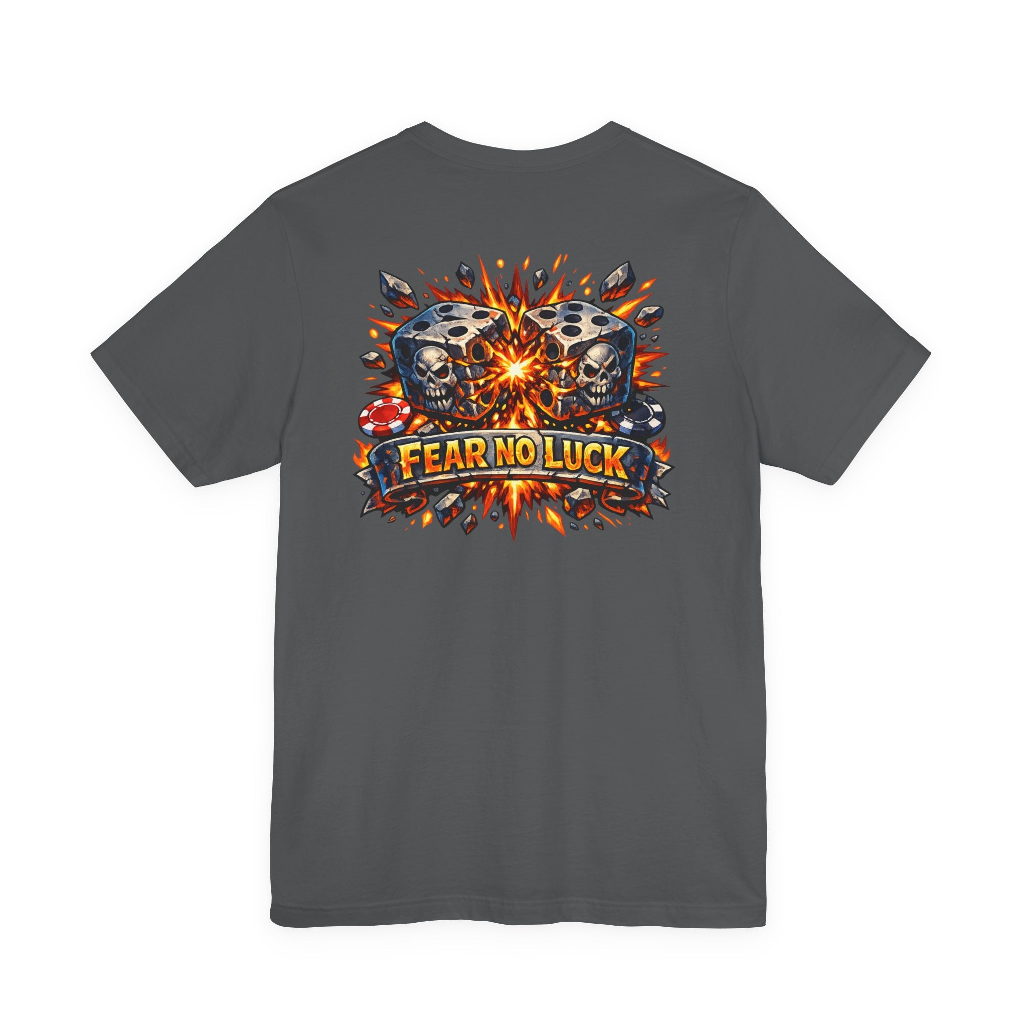 Fear No Luck Skull Graphic Tee — Bold Biker Poker T‑Shirt