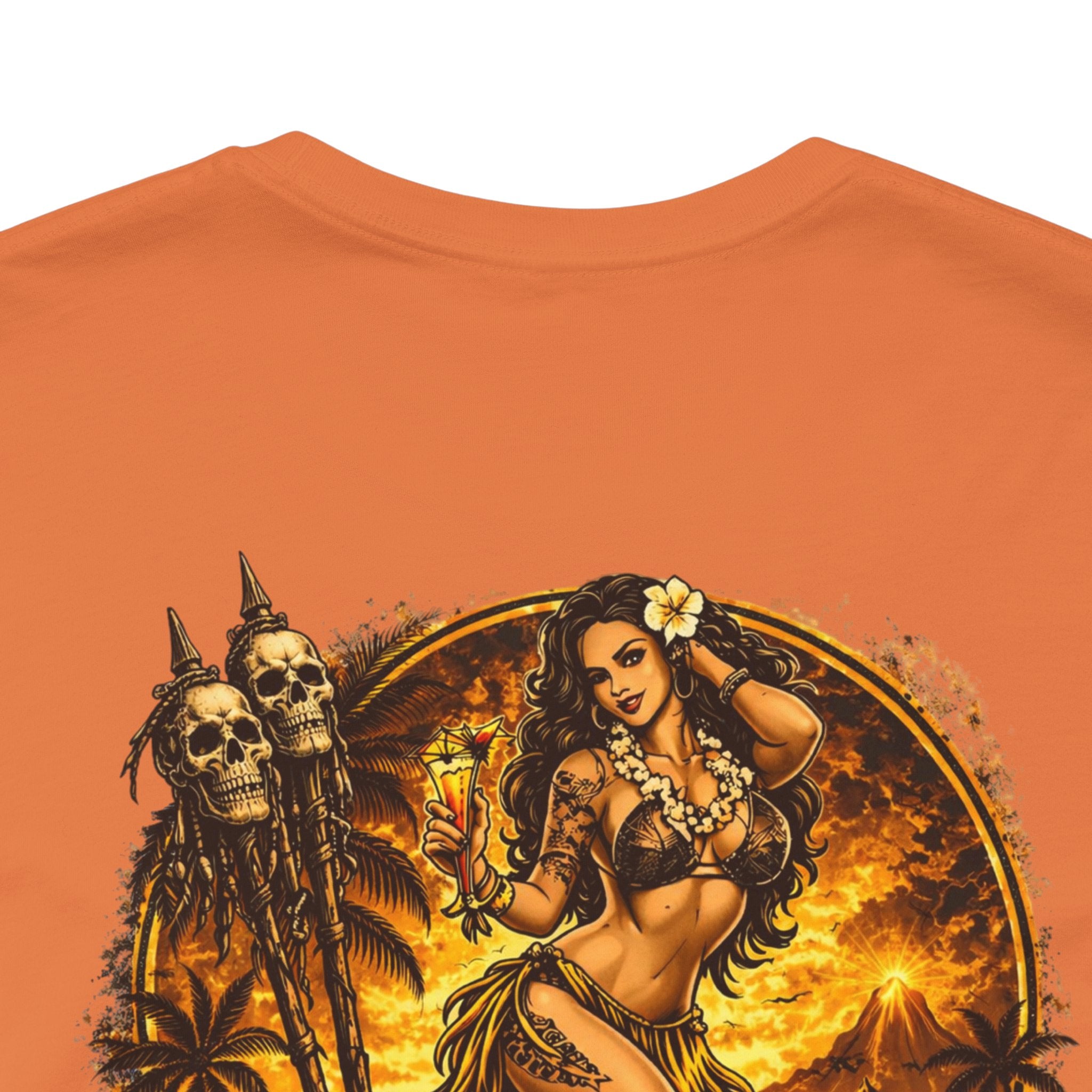 Paradise Has a Price T‑Shirt — Tropical Pinup Sunset Graphic Tee