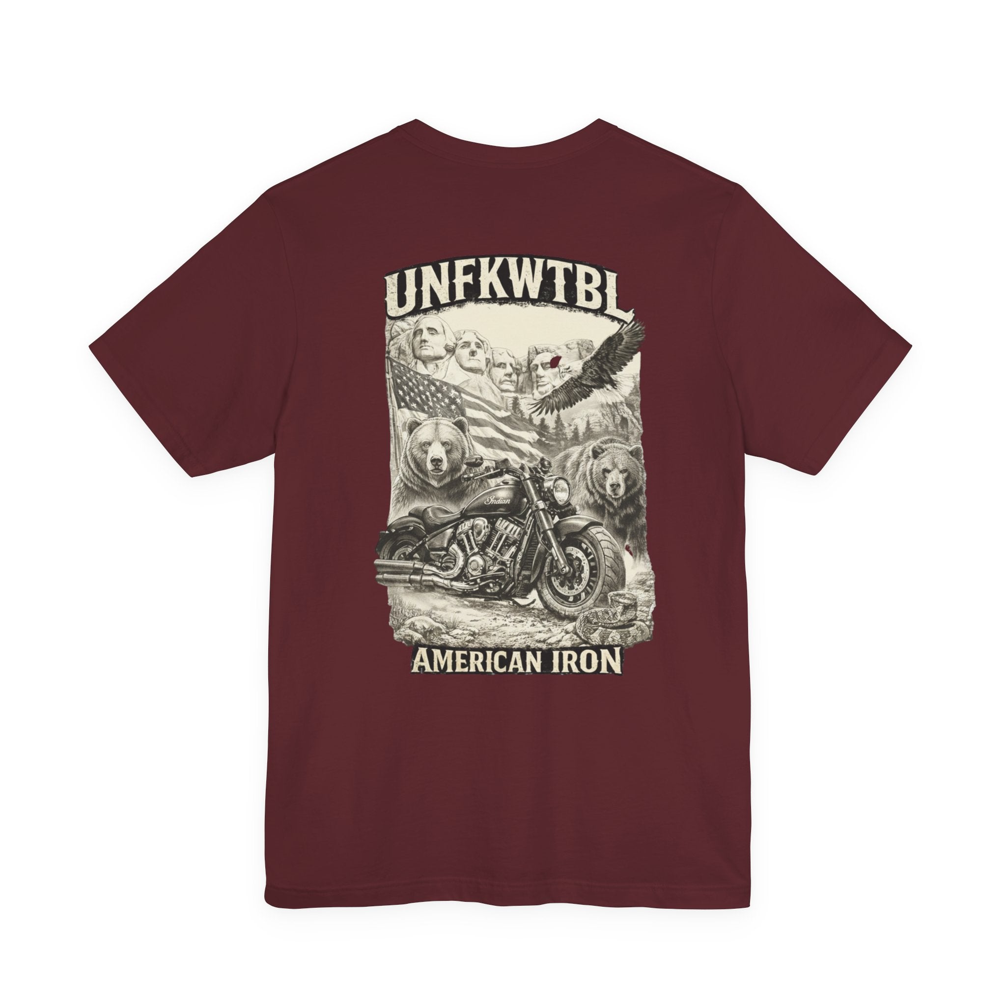 American Iron Motorcycle T-Shirt — "UNFKWTBL" Patriotic Eagle & Skull Tee