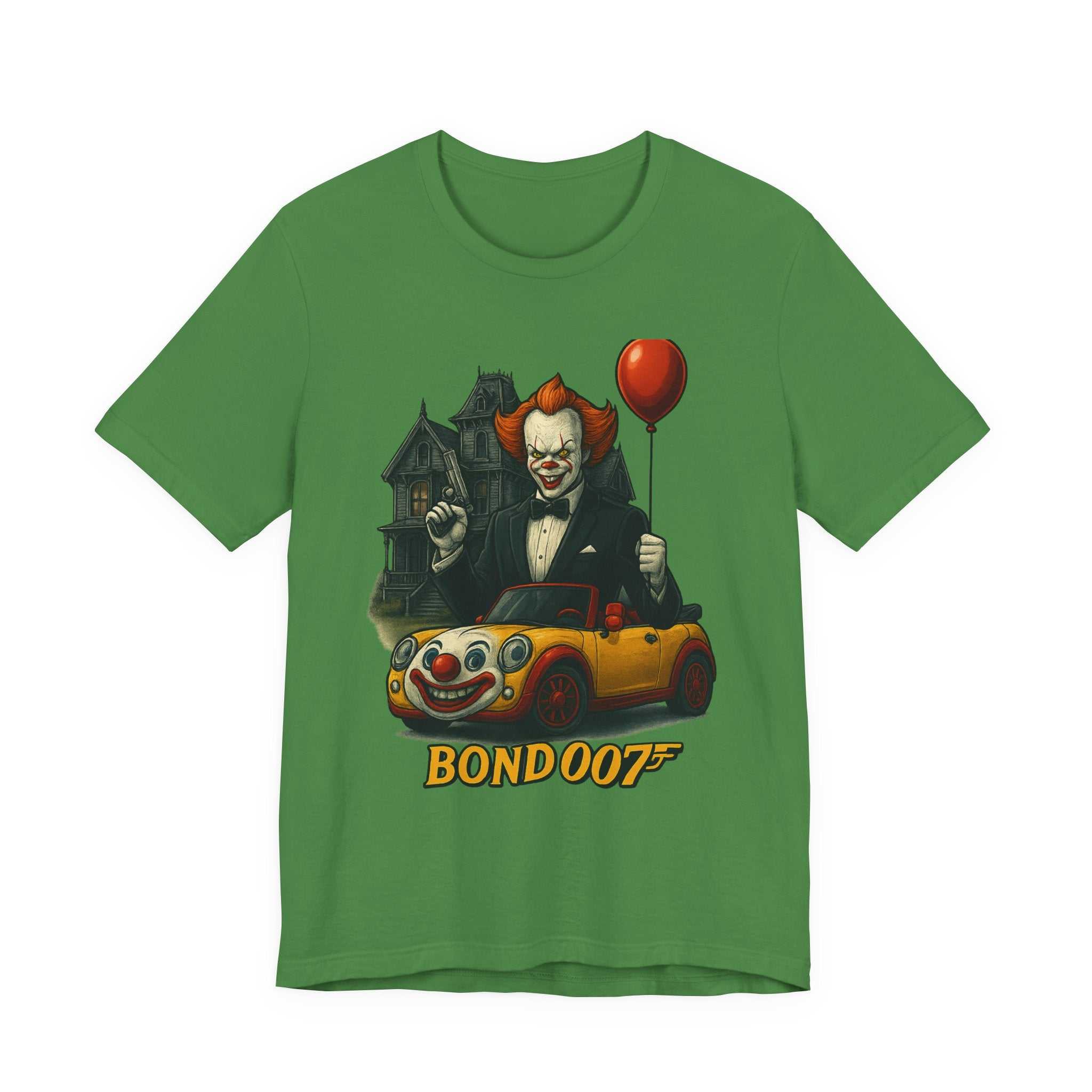 Clown Spy Thriller Tee — "Bond 007" Horror Car Balloon Graphic T-Shirt