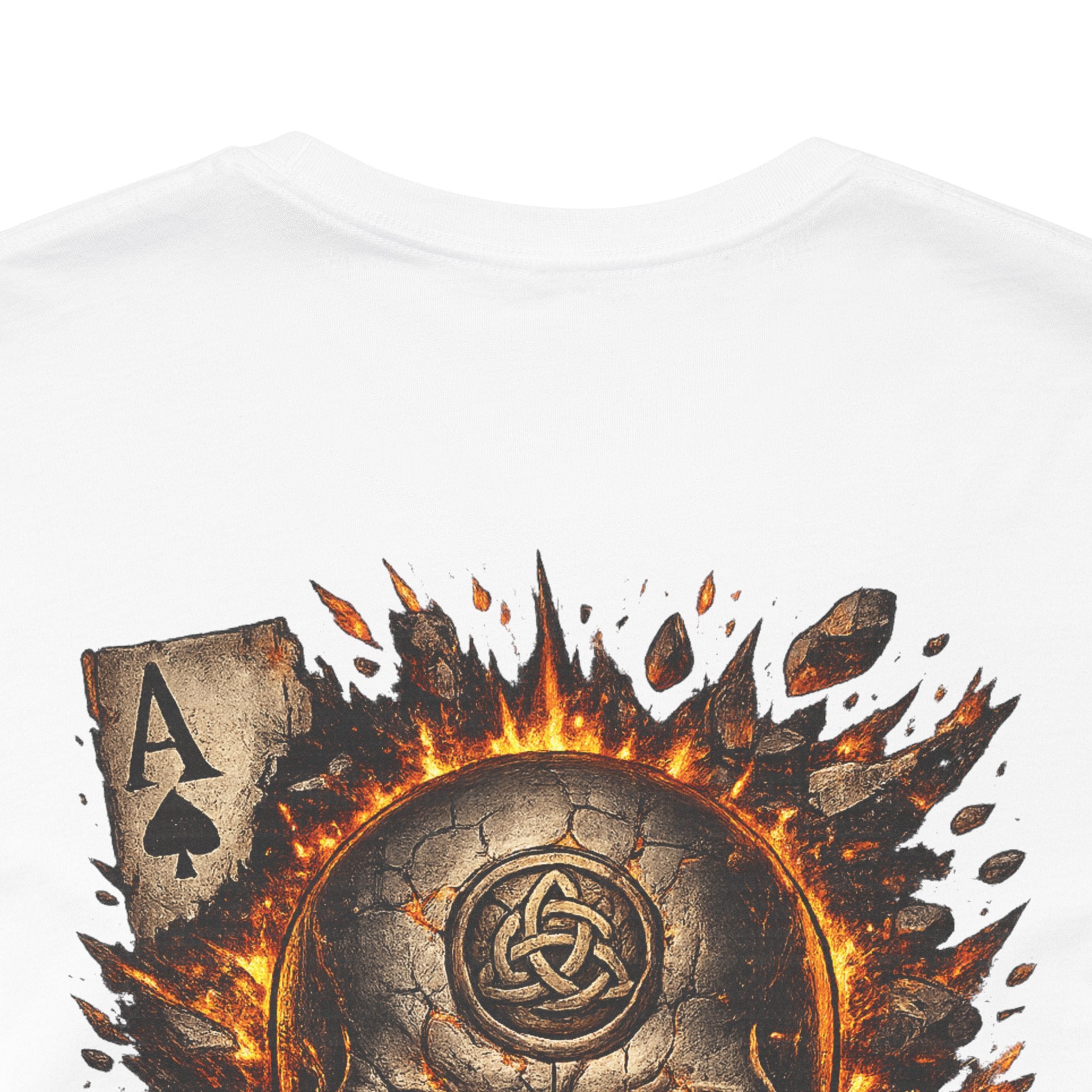 Skull & Flaming Cards Graphic Tee — Poker Skull Short Sleeve T-Shirt