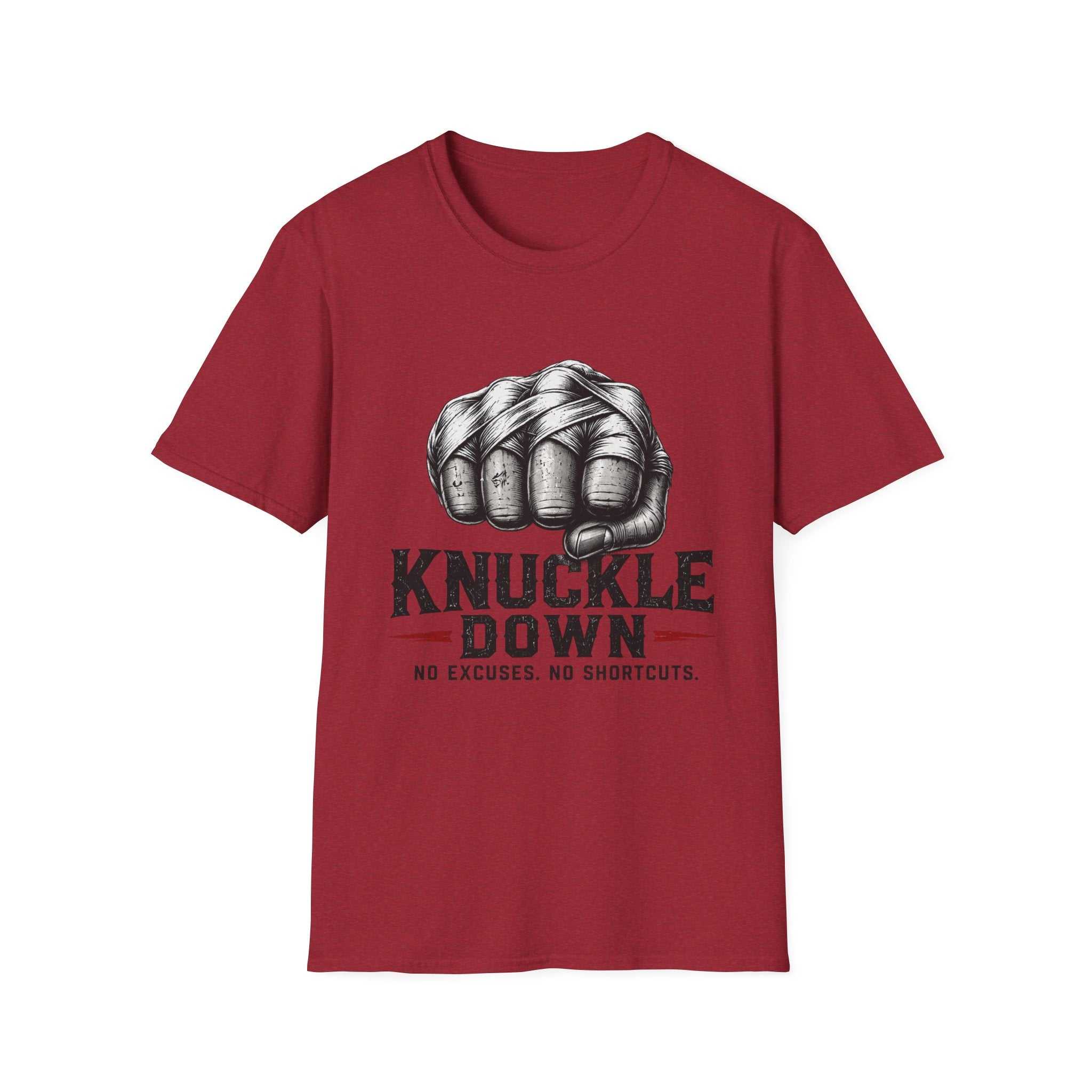 T-Shirt — Knuckle Down Fist Graphic Tee (No Excuses, No Shortcuts)