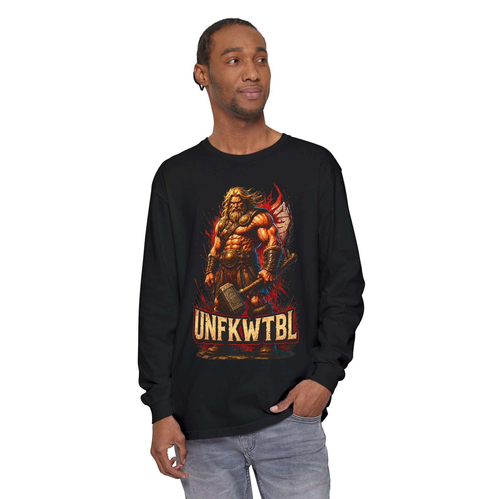 Viking Warrior Long Sleeve Tee — 'UNFKWTBL' Graphic