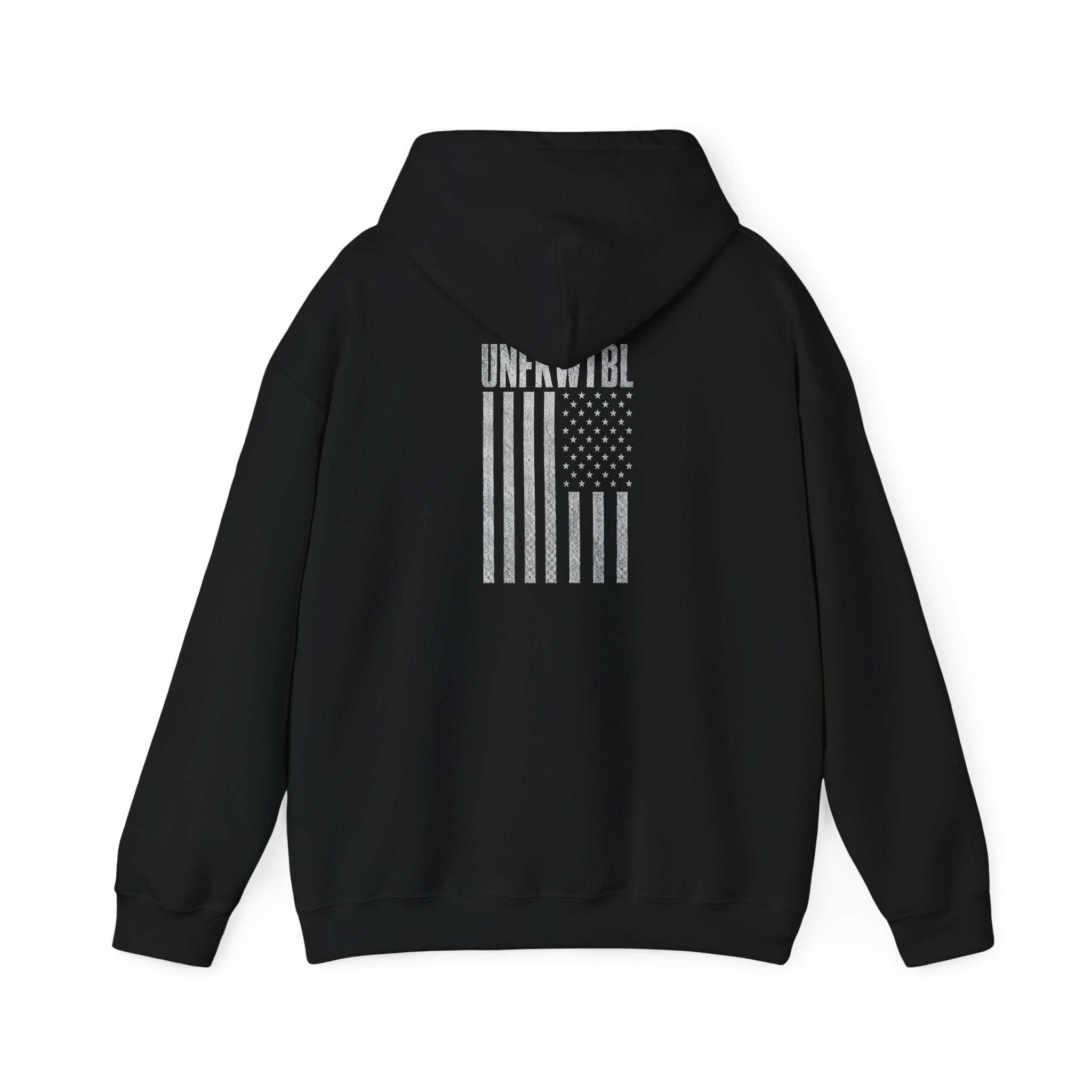 UNFKWTBL Hoodie — Distressed Patriotic Flag Sweatshirt (Respect Few Fear None)