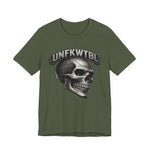 Skull Graphic Tee with 'UNFKWTBL' Banner — Gothic Skull T-Shirt