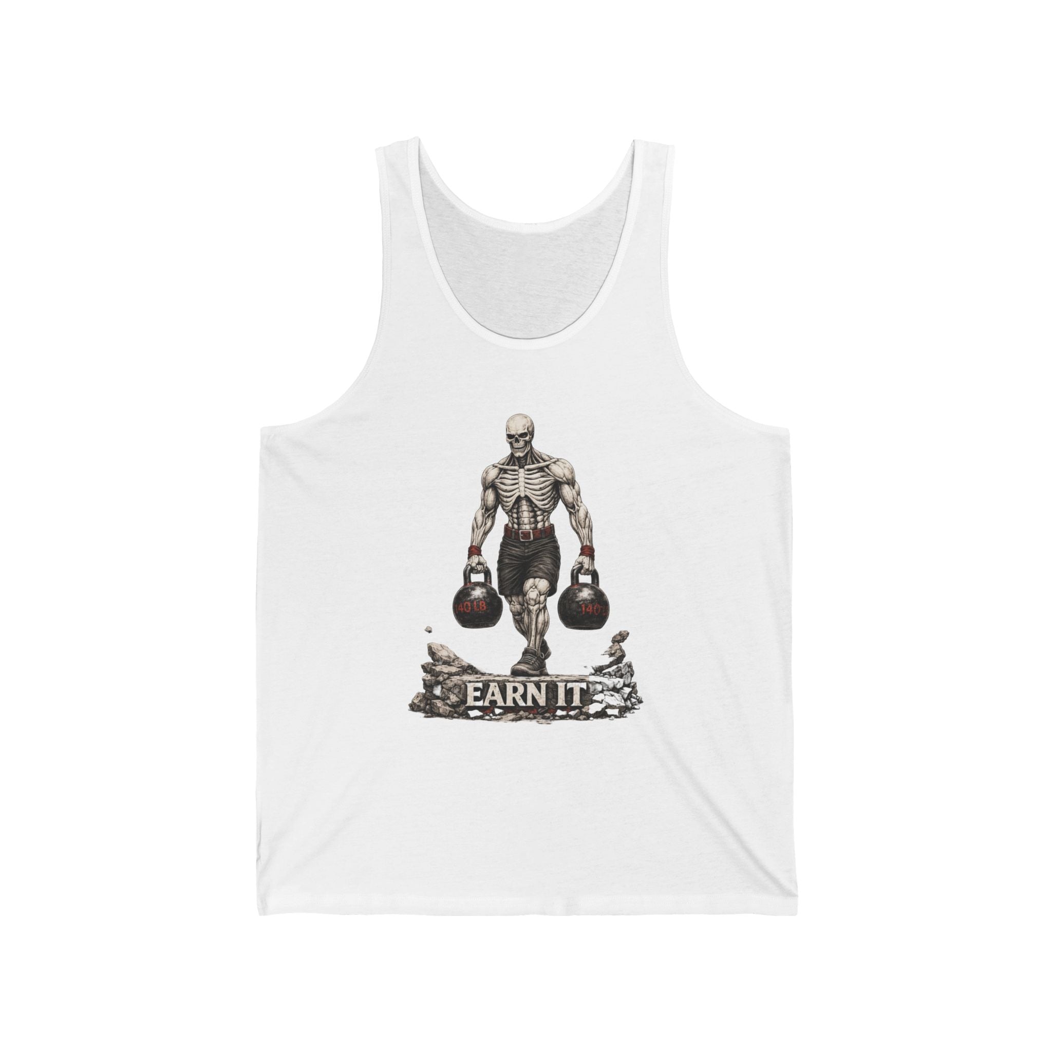 Tank Top — "Earn It" Kettlebell Skeleton Gym Tank