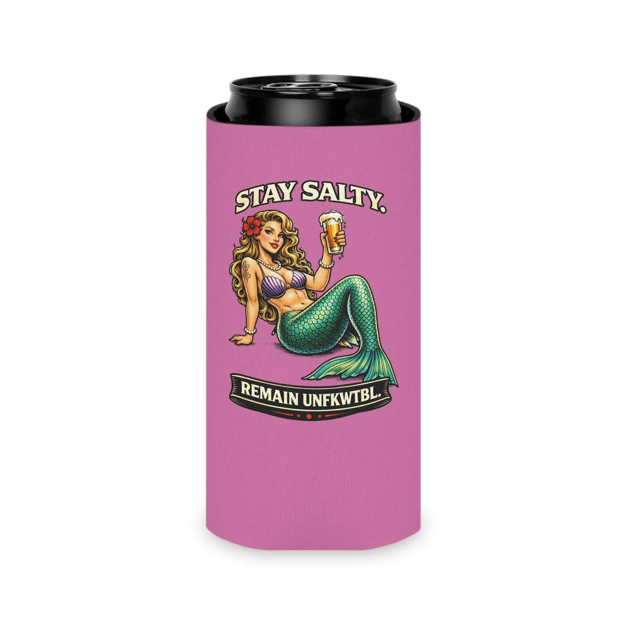Can Cooler — "Stay Salty / Stay Cold" Mermaids & Skeleton Beer Koozie