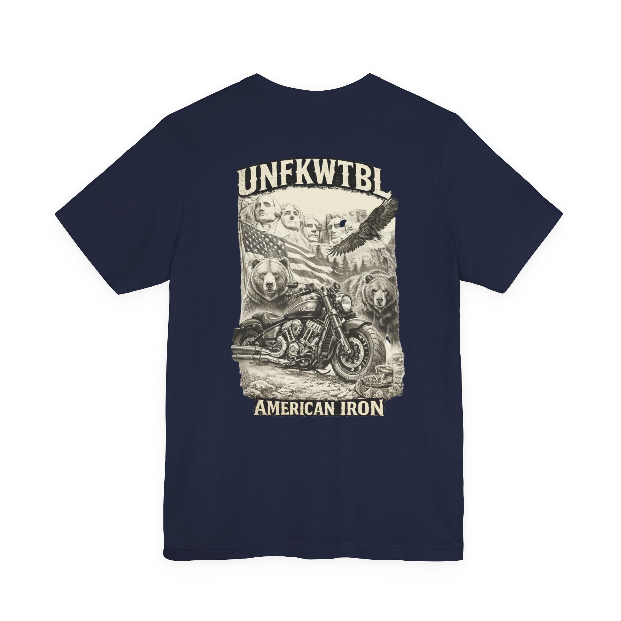 American Iron Motorcycle T-Shirt — "UNFKWTBL" Patriotic Eagle & Skull Tee