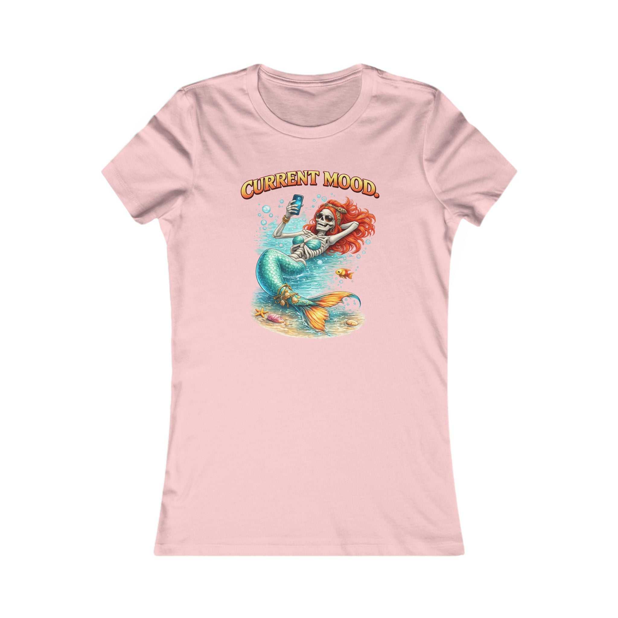 Slim-fit Mermaid Current Mood women's tee with retro graphic and soft cotton fabric