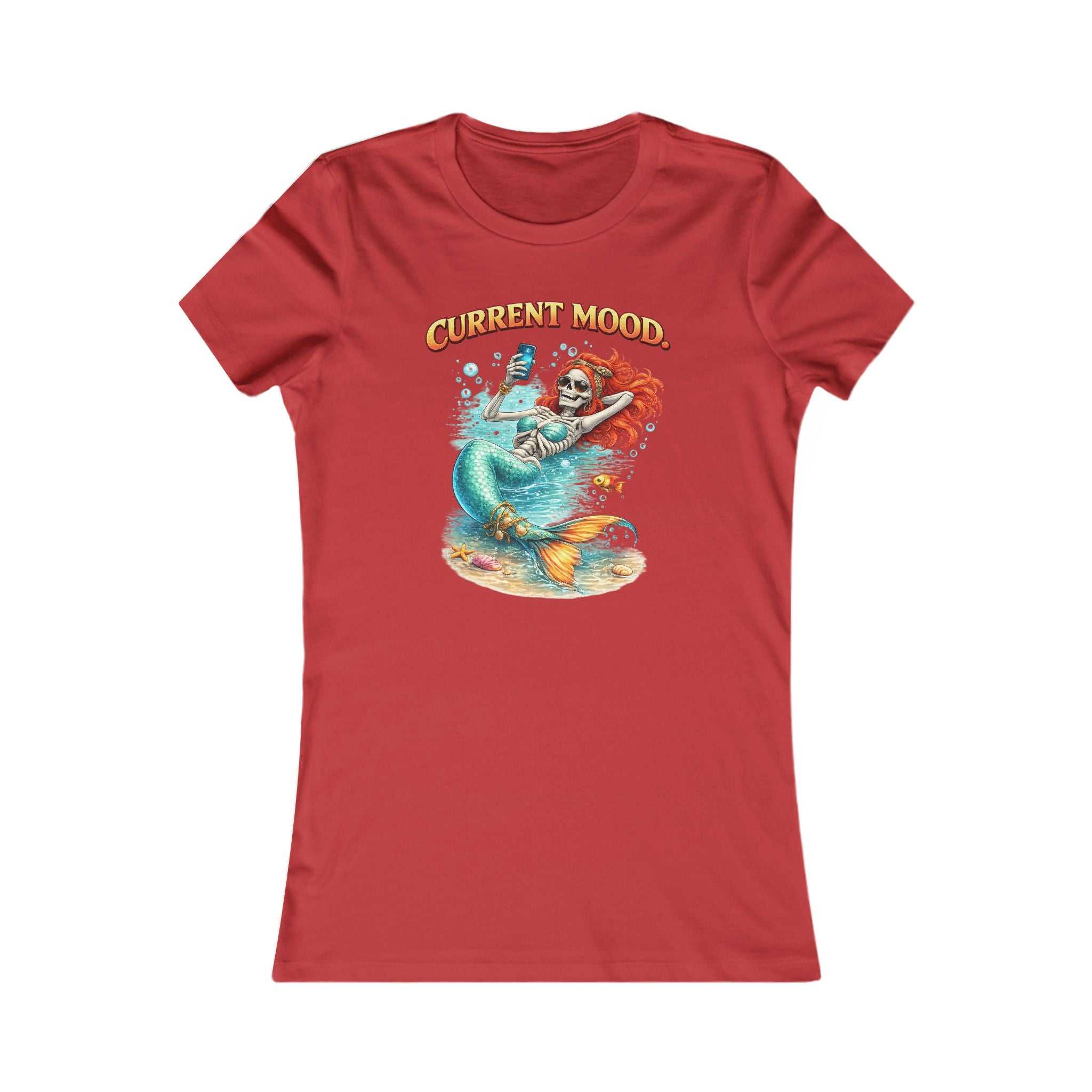 Mermaid "Current Mood" Women's Tee — Cute Beachy Graphic Shirt