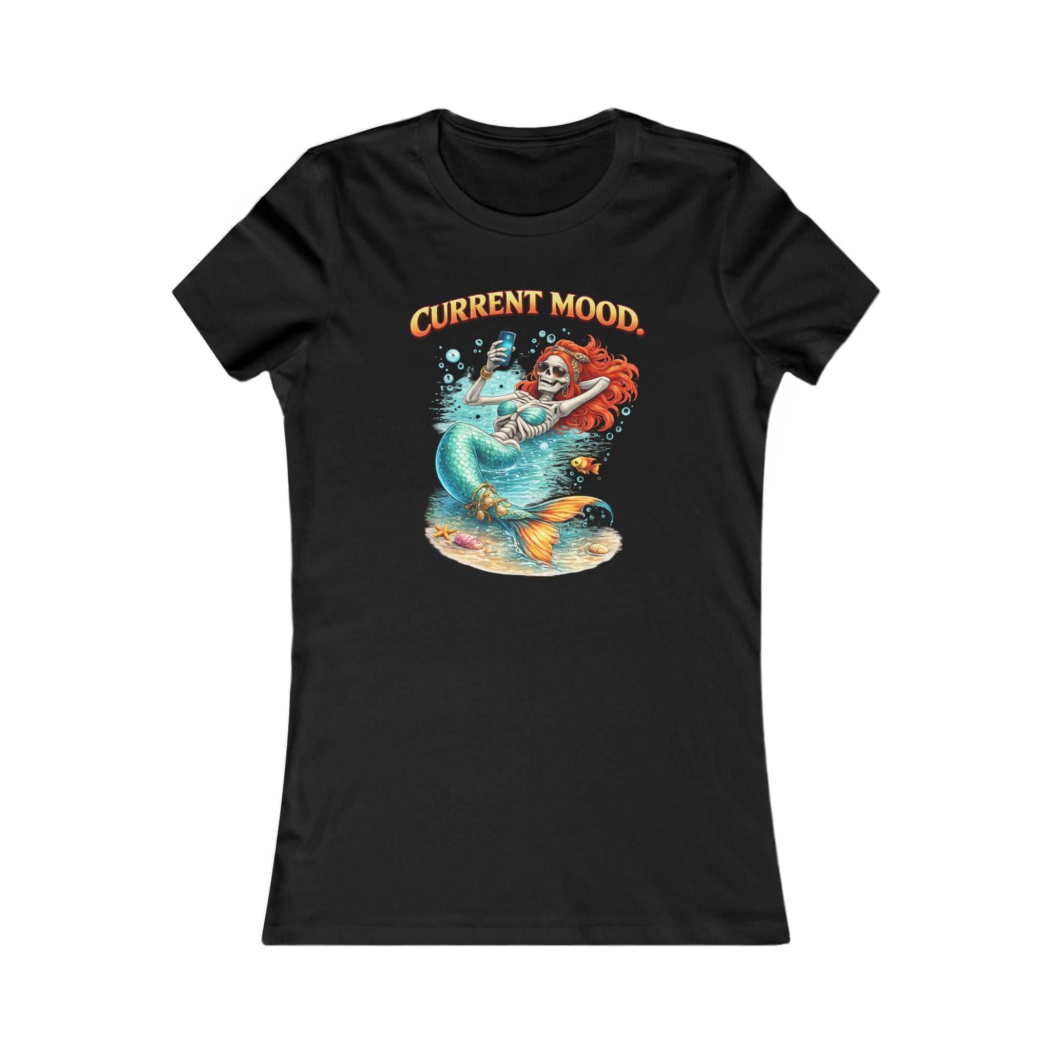 Mermaid "Current Mood" Women's Tee — Cute Beachy Graphic Shirt