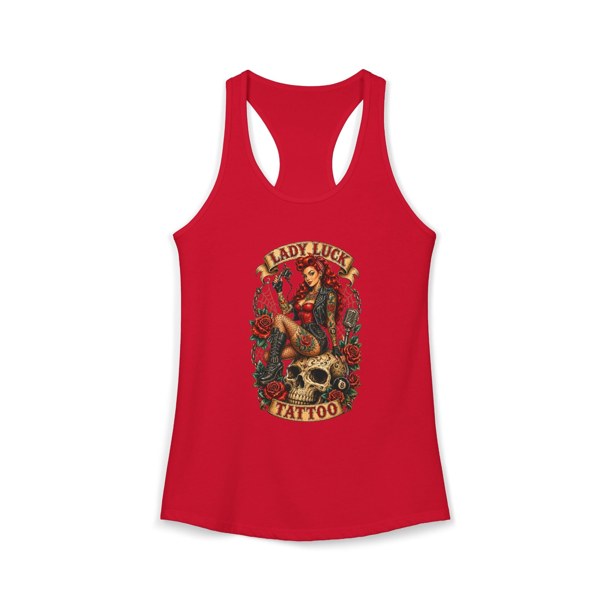Lady Luck Tattoo Skull Queen Women’s Racerback Tank