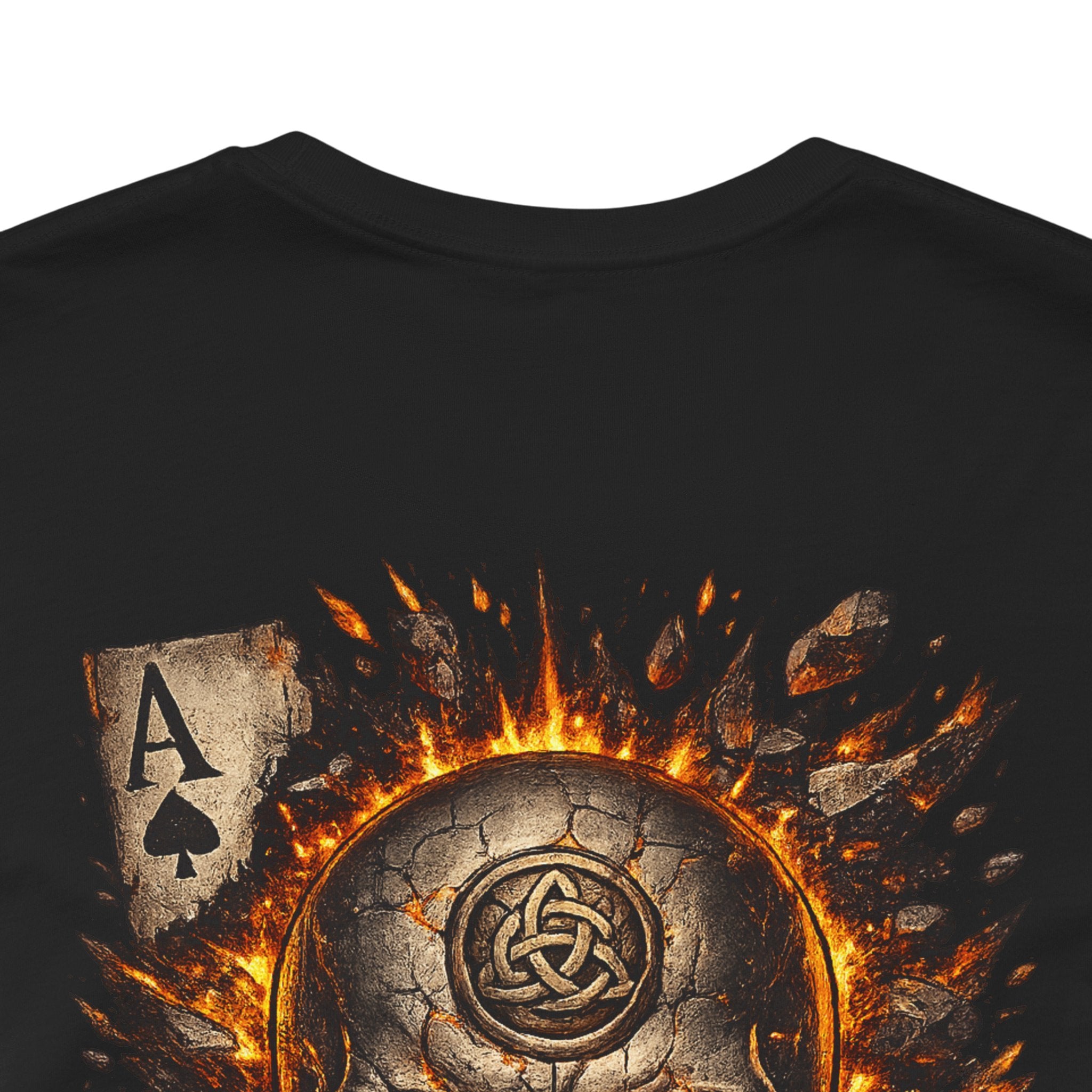 Skull & Flaming Cards Graphic Tee — Poker Skull Short Sleeve T-Shirt