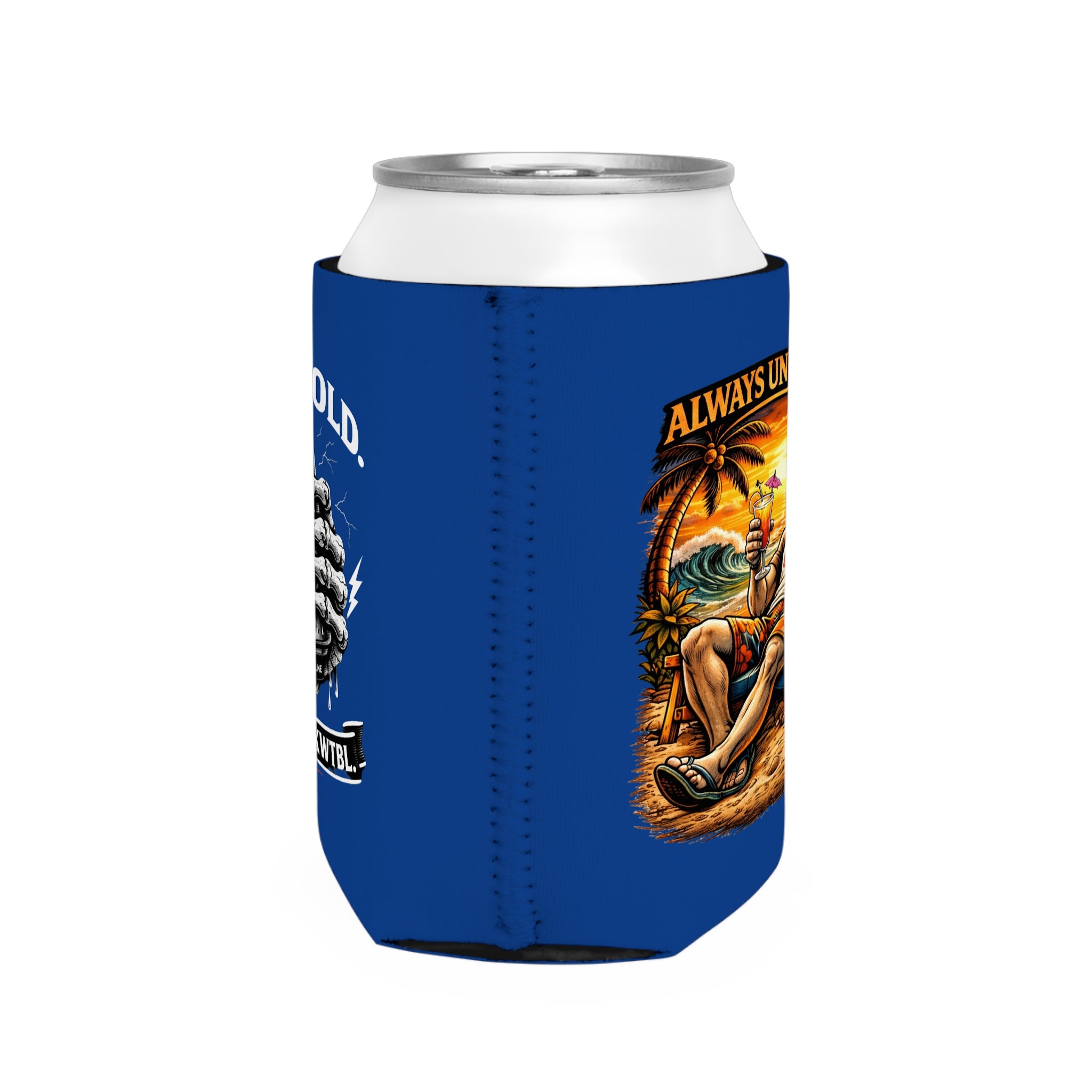 Stay Cold Can Cooler Sleeve – "Remain UNFUKWTBL" Beach Skull Beer Koozie