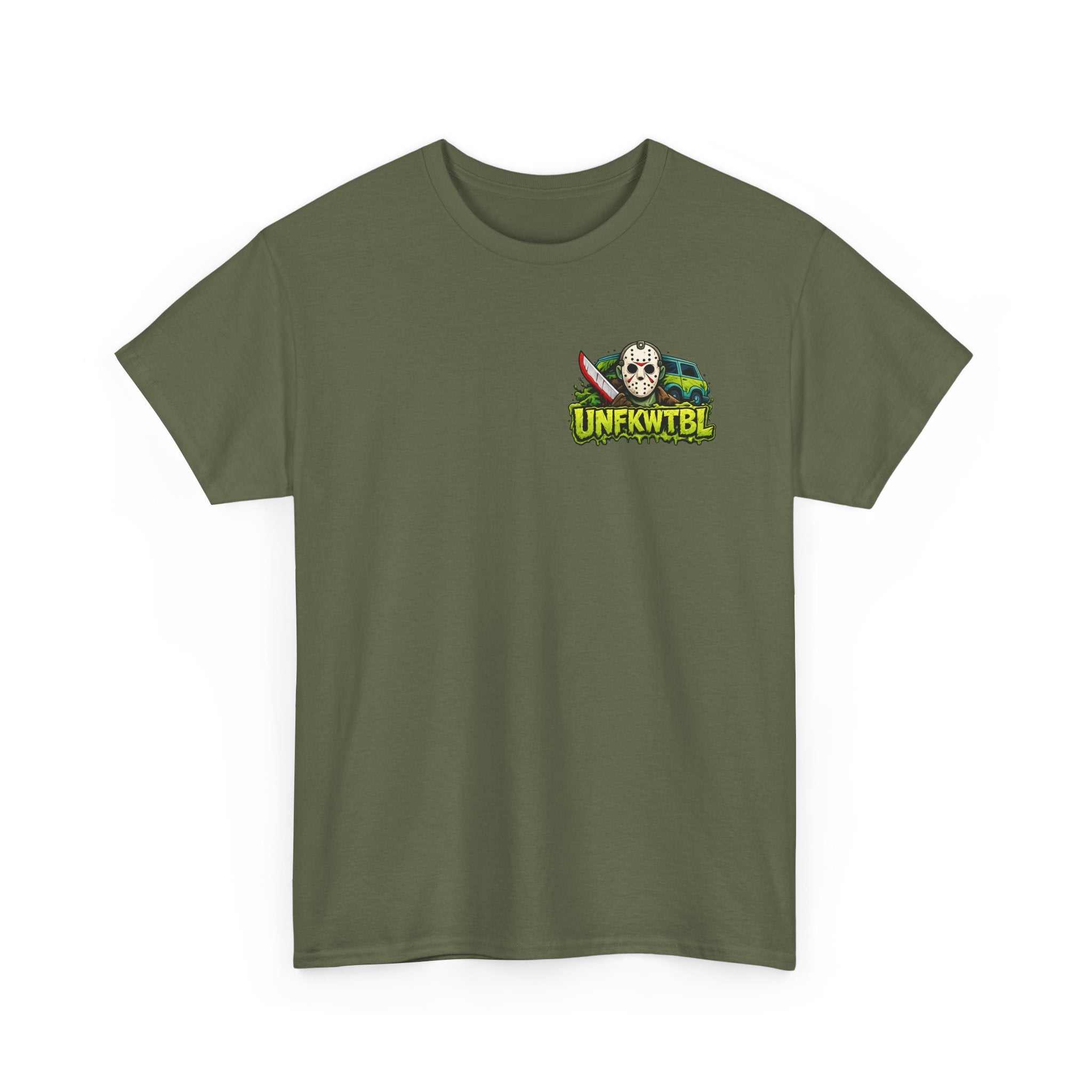 T-Shirt with Jason Voorhees Hanging with Mystery Crew Design