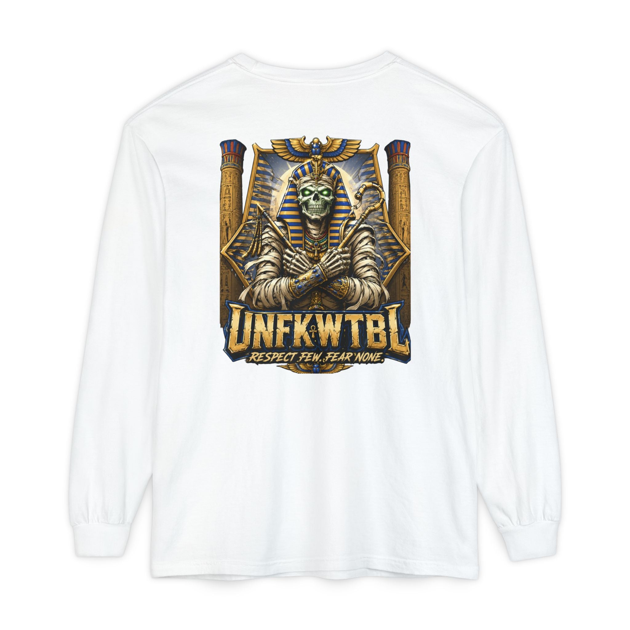 Unfkwtbl Pharaoh Long Sleeve Tee — Vintage Egyptian Mummy Graphic
