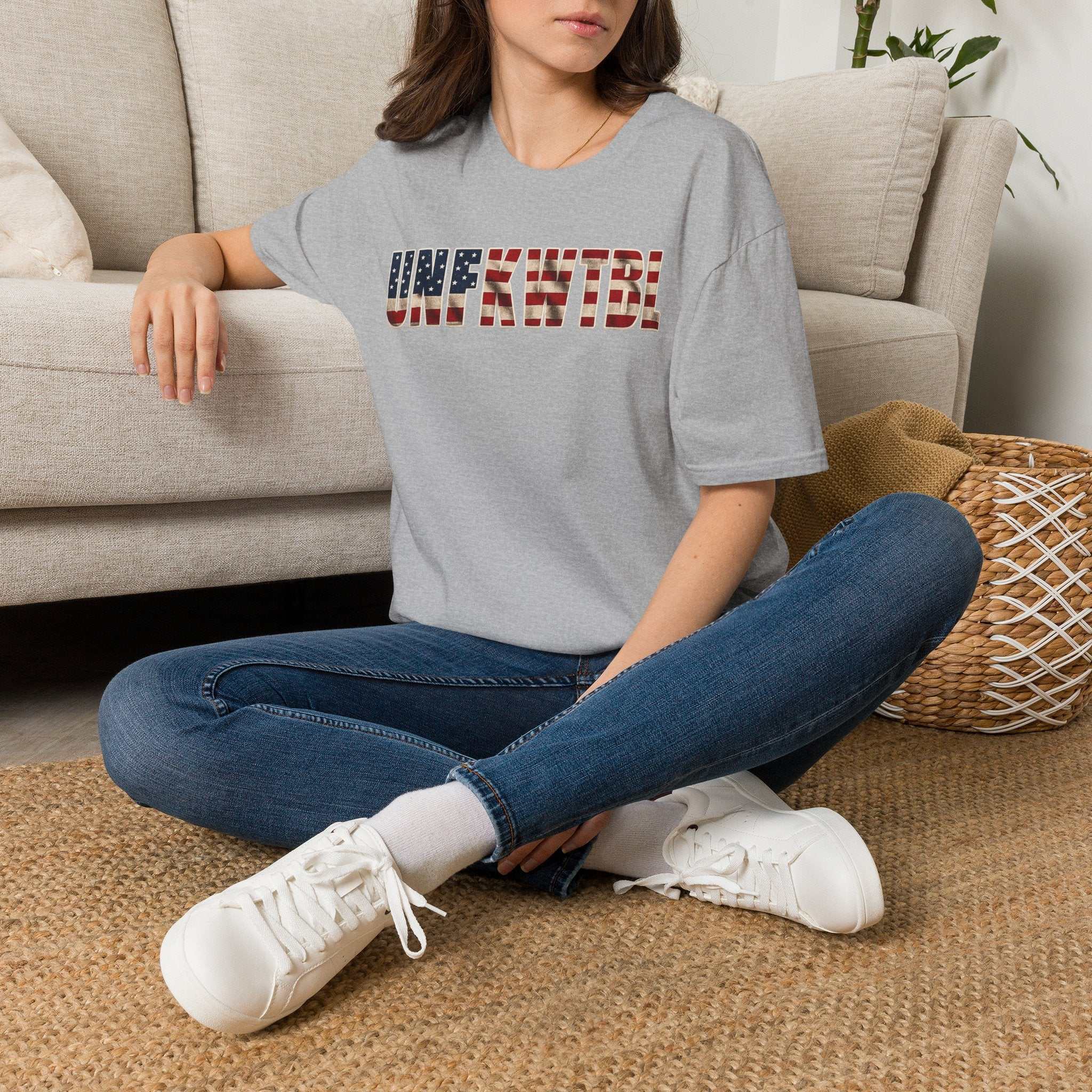 Unfkwtbl Graphic Tee — Bold American Flag Lettering T-Shirt